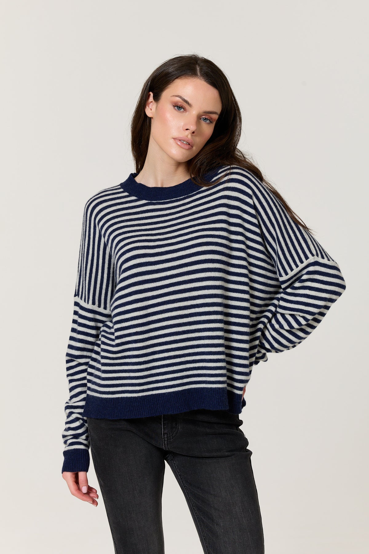 
                  
                    Navy Stripe Wool Cashmere Blend Jumper
                  
                