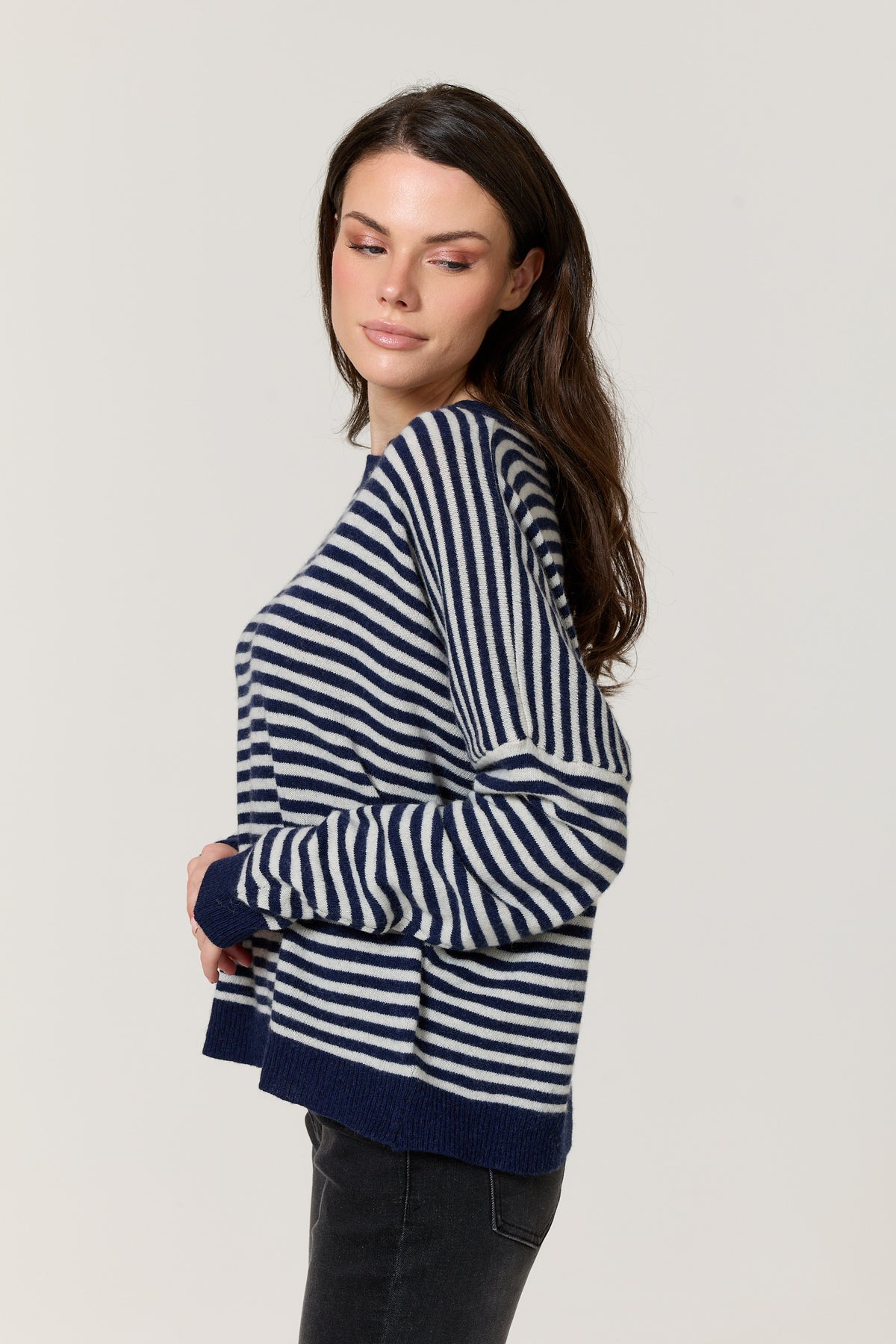 
                  
                    Navy Stripe Wool Cashmere Blend Jumper
                  
                
