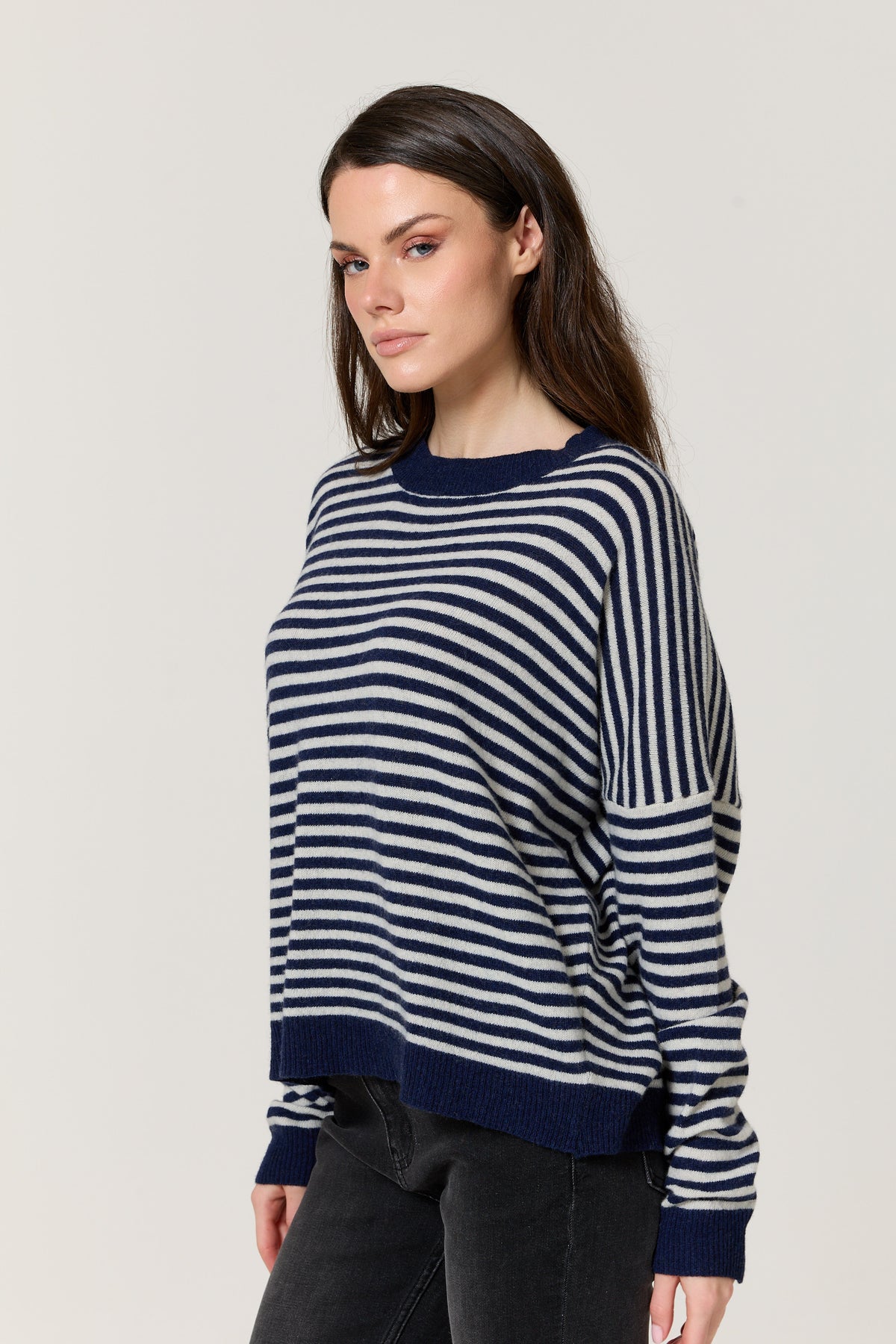 
                  
                    Navy Stripe Wool Cashmere Blend Jumper
                  
                