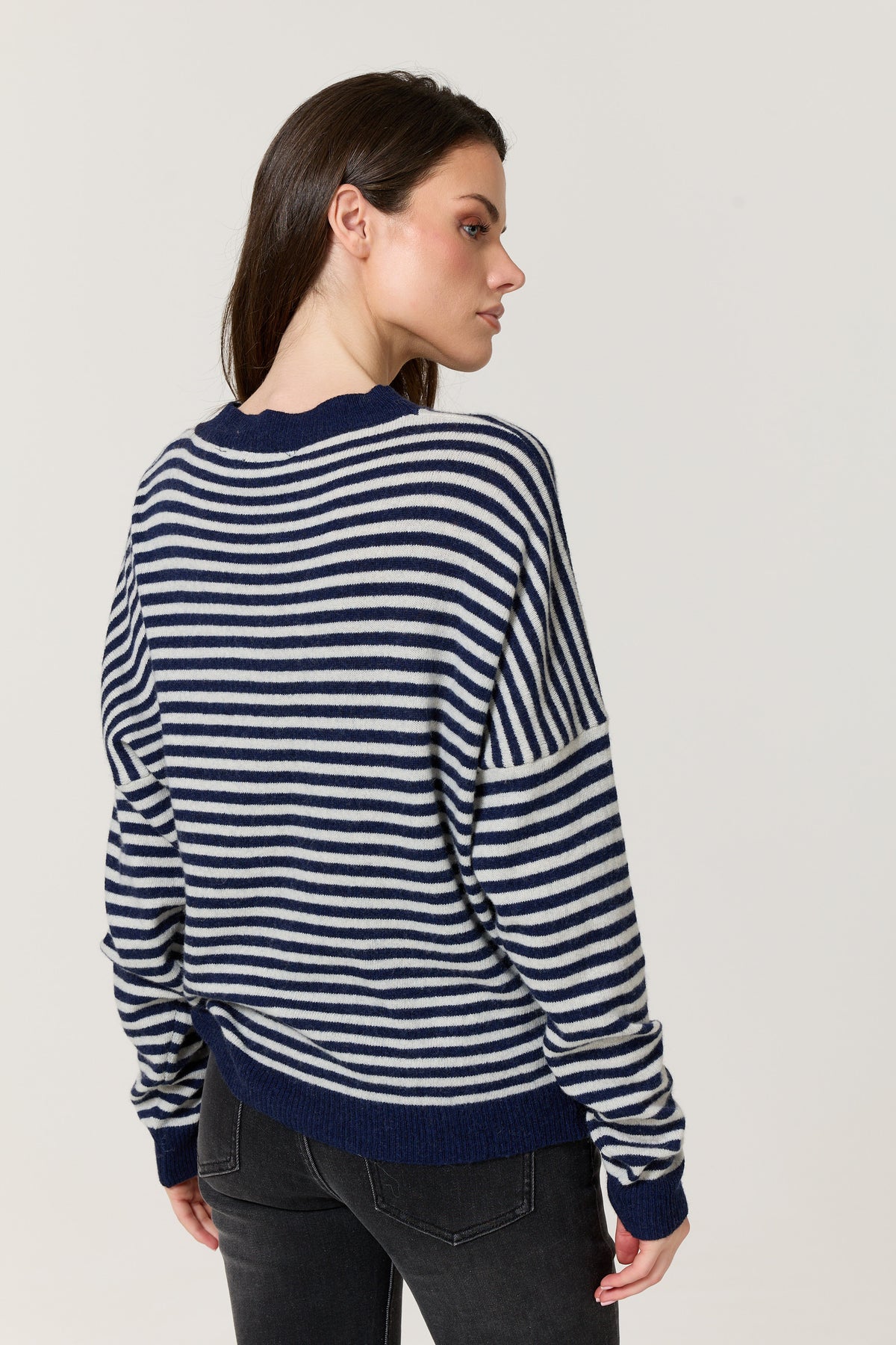 
                  
                    Navy Stripe Wool Cashmere Blend Jumper
                  
                