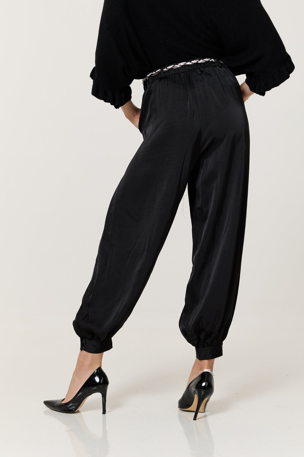 
                  
                    Black Satin Balloon Trousers
                  
                