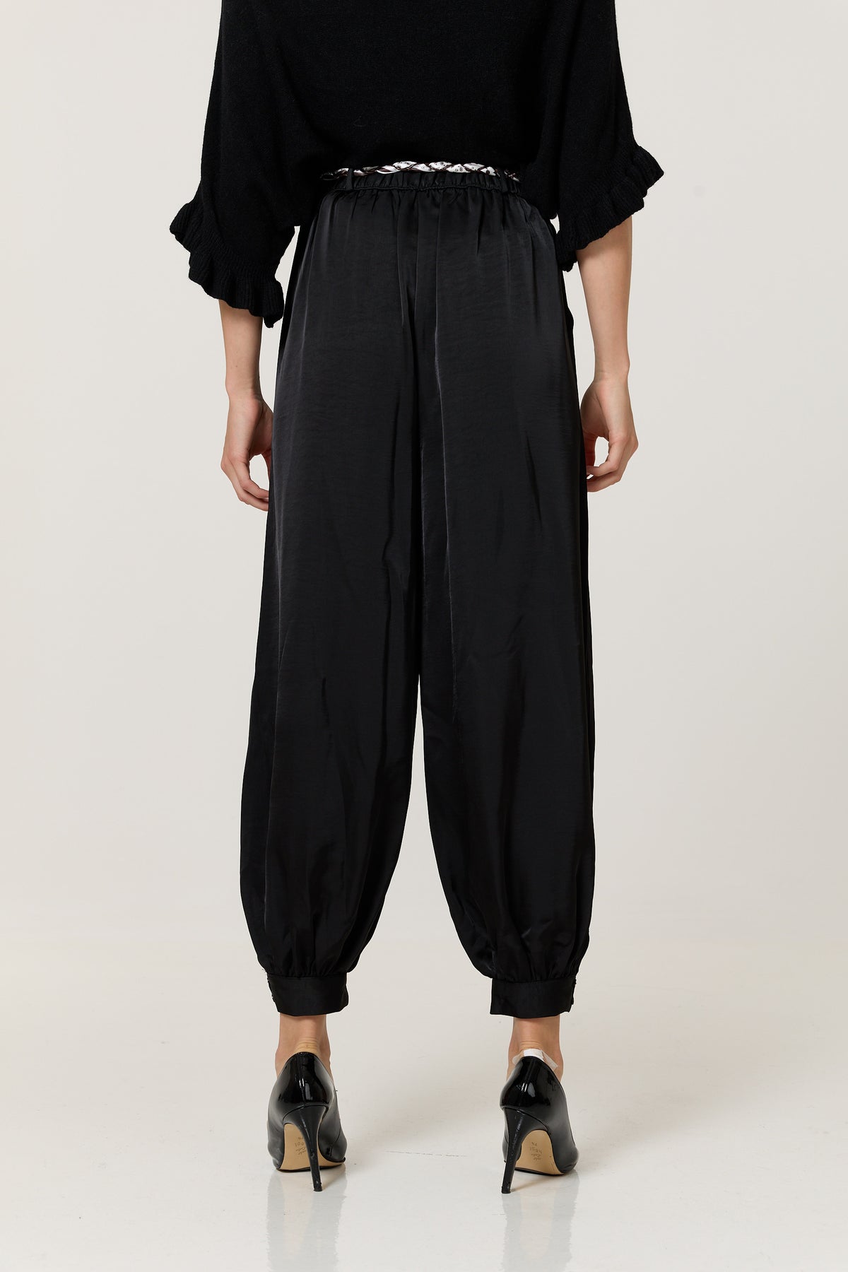 
                  
                    Black Satin Balloon Trousers
                  
                