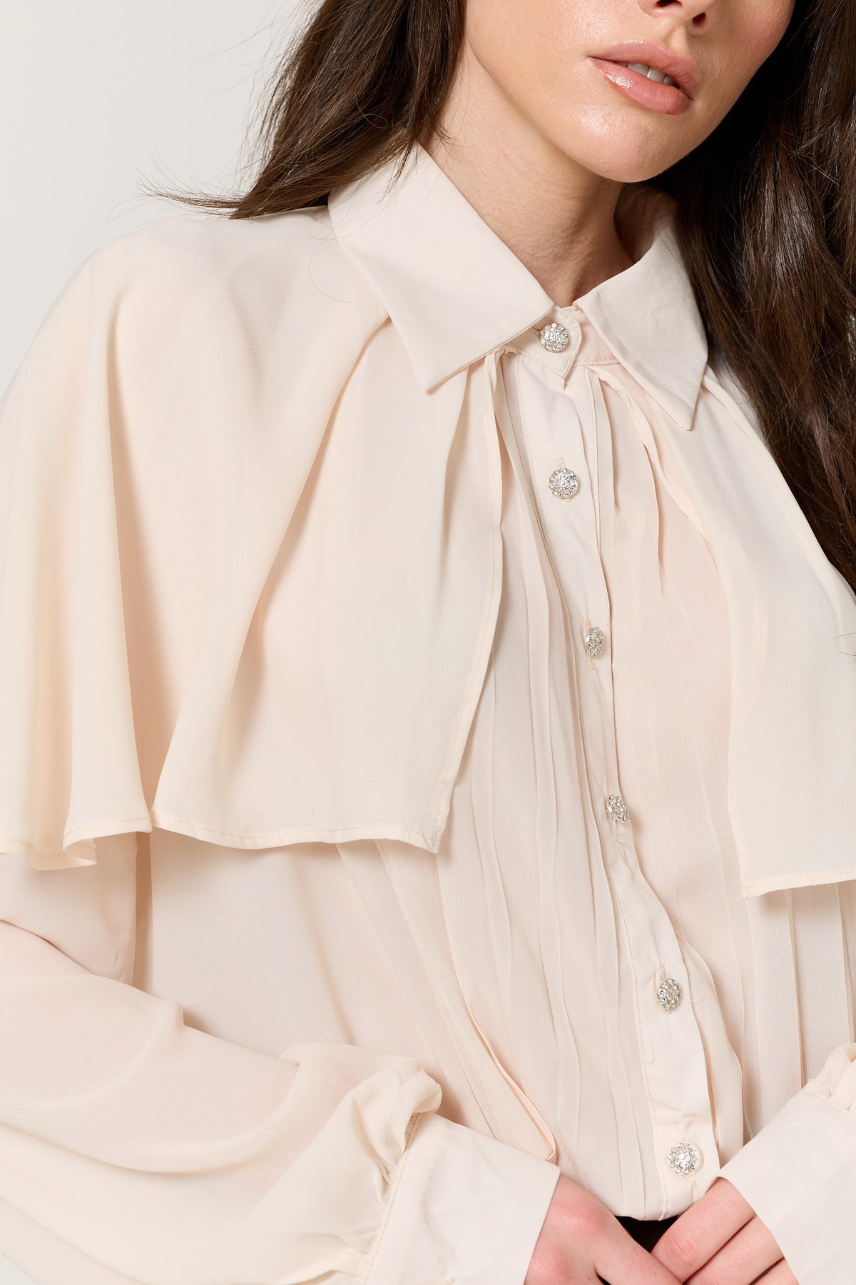 
                  
                    Ivory Cape Detail Pleated Blouse
                  
                