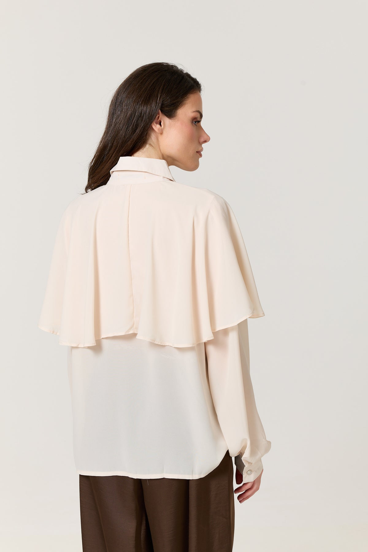 
                  
                    Ivory Cape Detail Pleated Blouse
                  
                