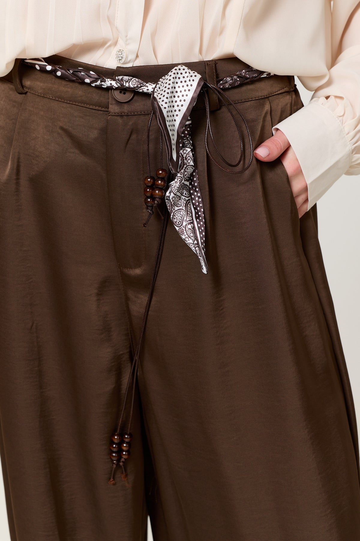 
                  
                    Brown Satin Balloon Trousers
                  
                