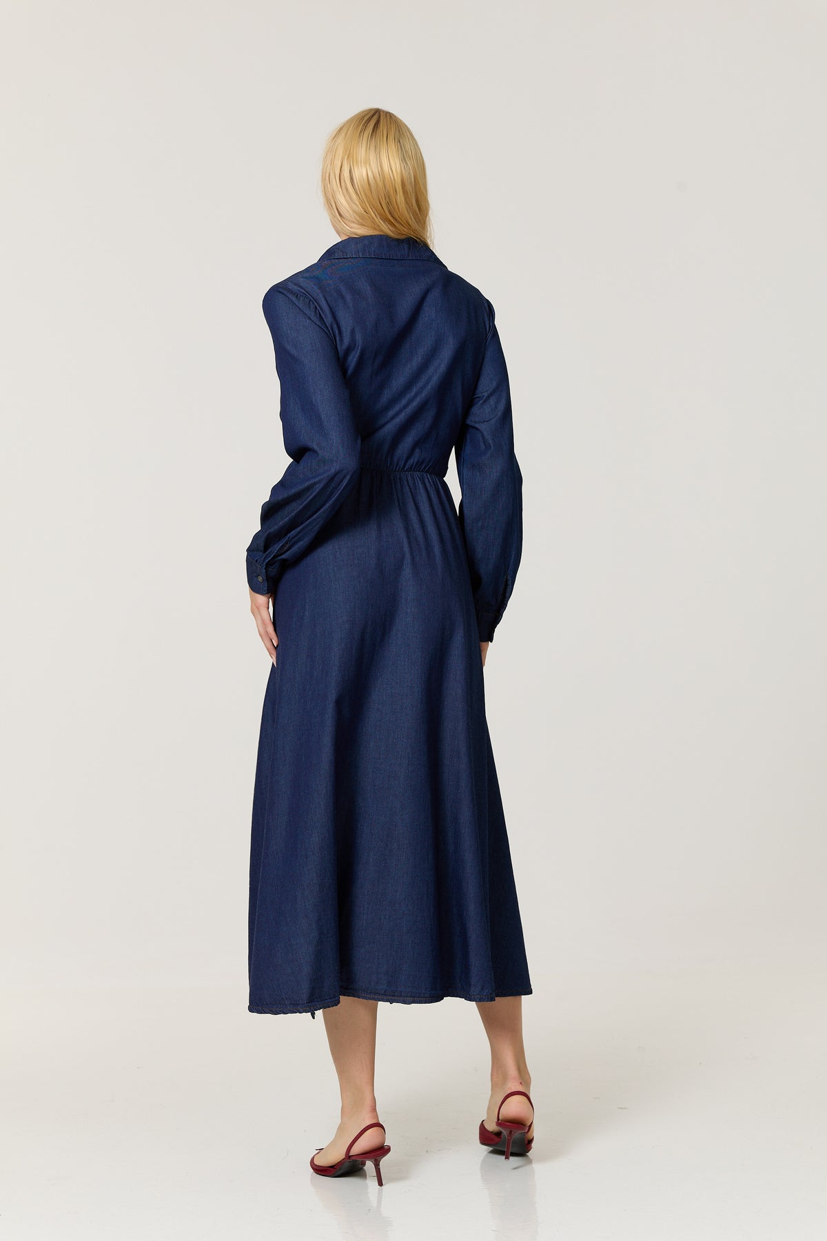 
                  
                    Cotton Denim Wrap Midi Dress
                  
                