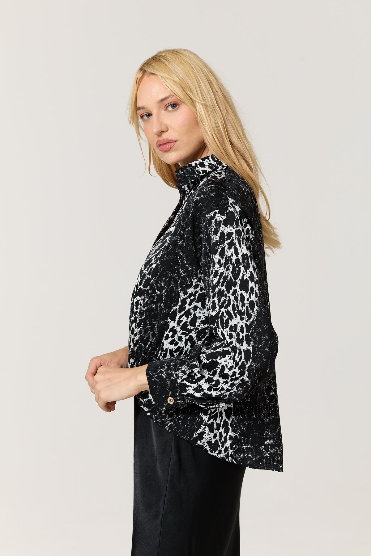 
                  
                    Black Mixed Animal Print Satin Shirt
                  
                