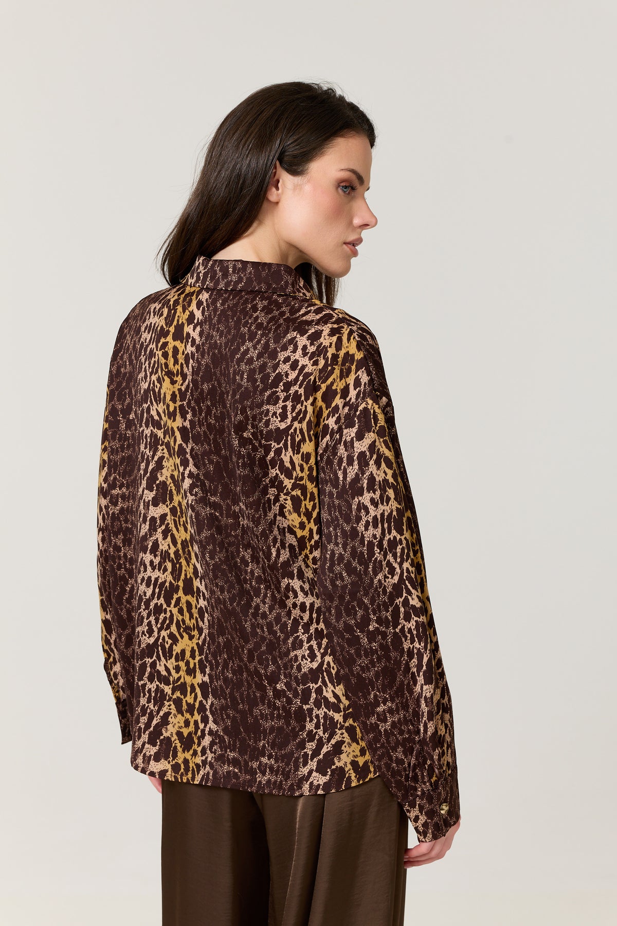 
                  
                    Brown Mixed Animal Print Satin Shirt
                  
                