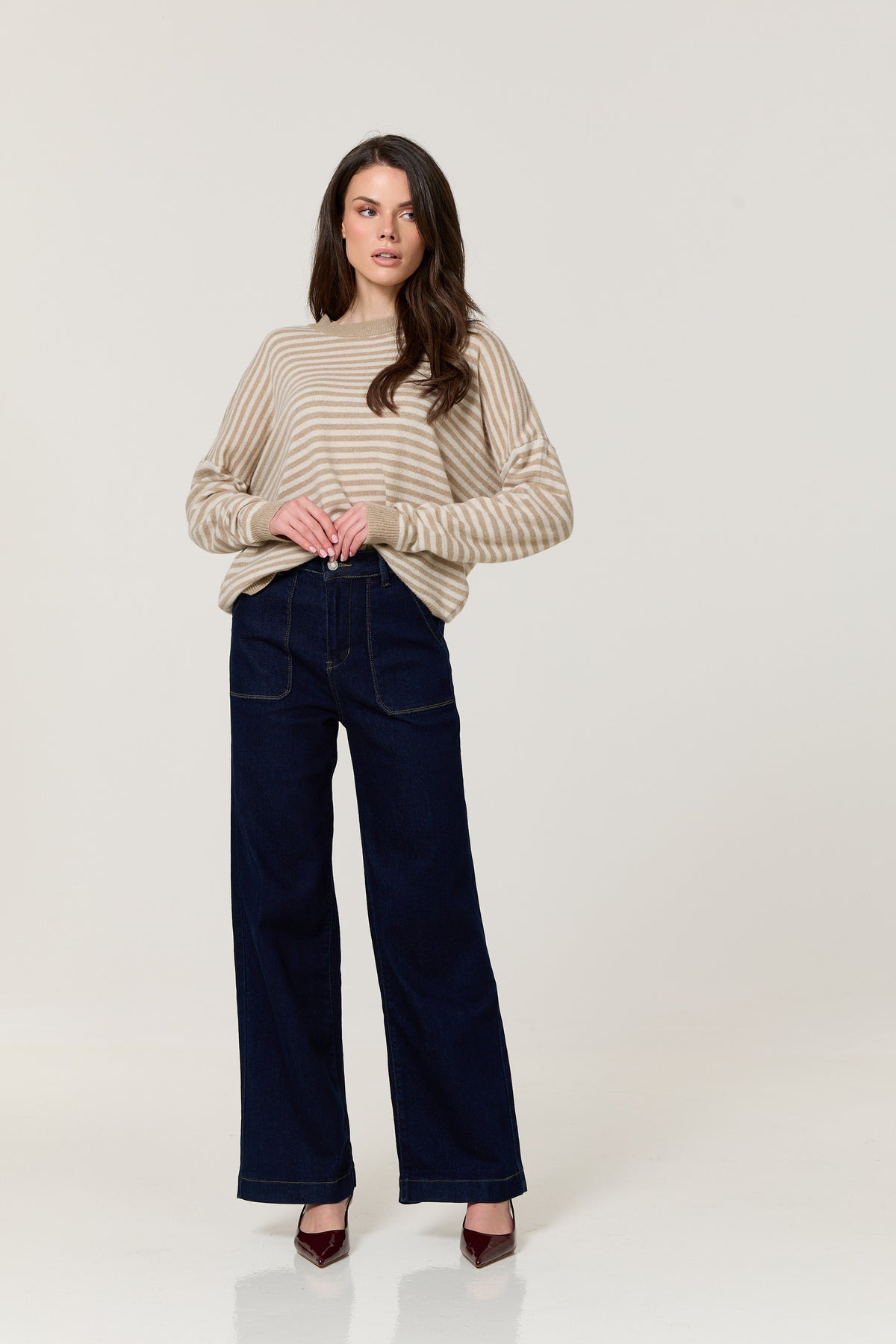 
                  
                    Beige Stripe Wool Cashmere Blend Jumper
                  
                
