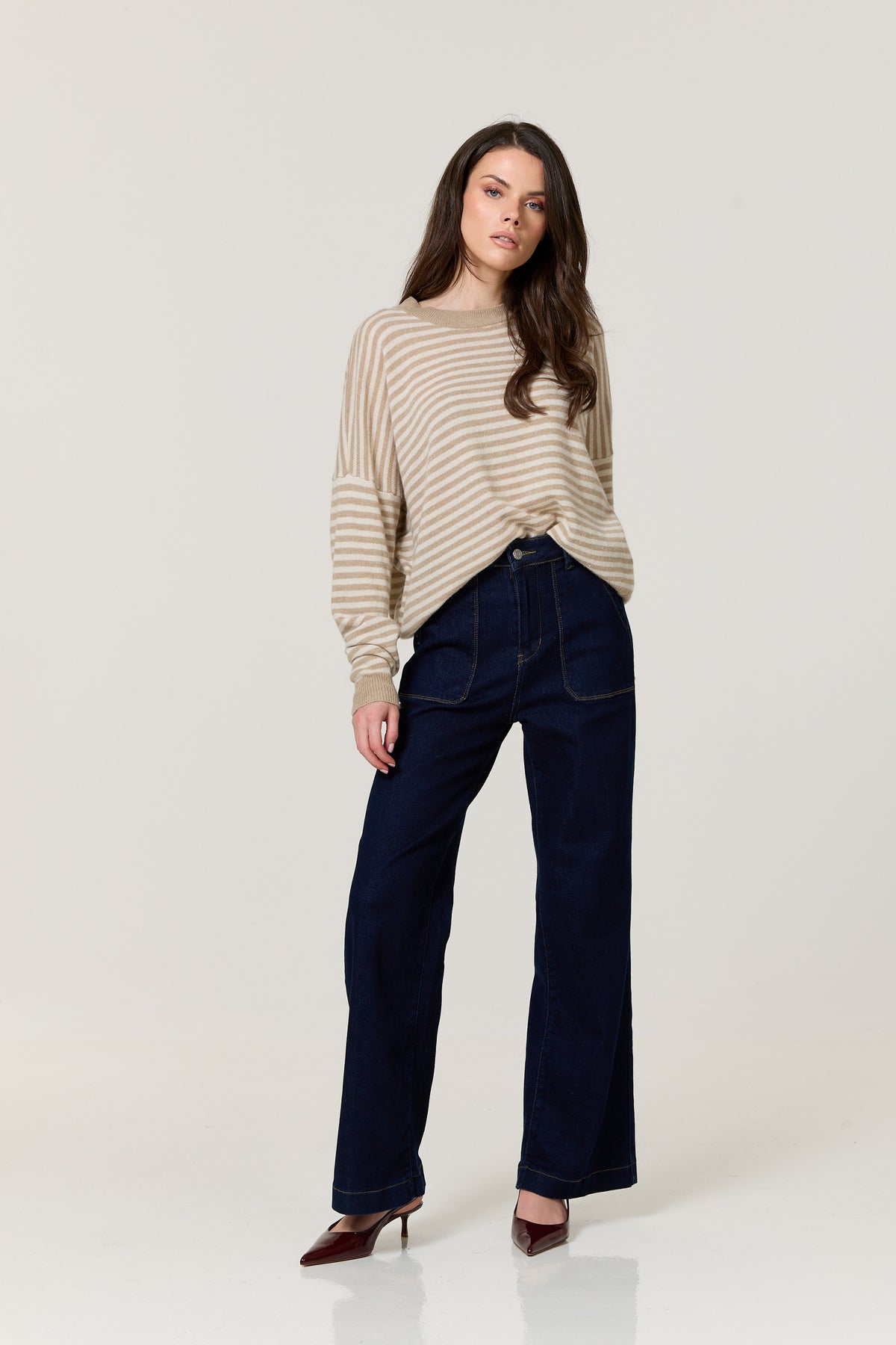 
                  
                    Beige Stripe Wool Cashmere Blend Jumper
                  
                