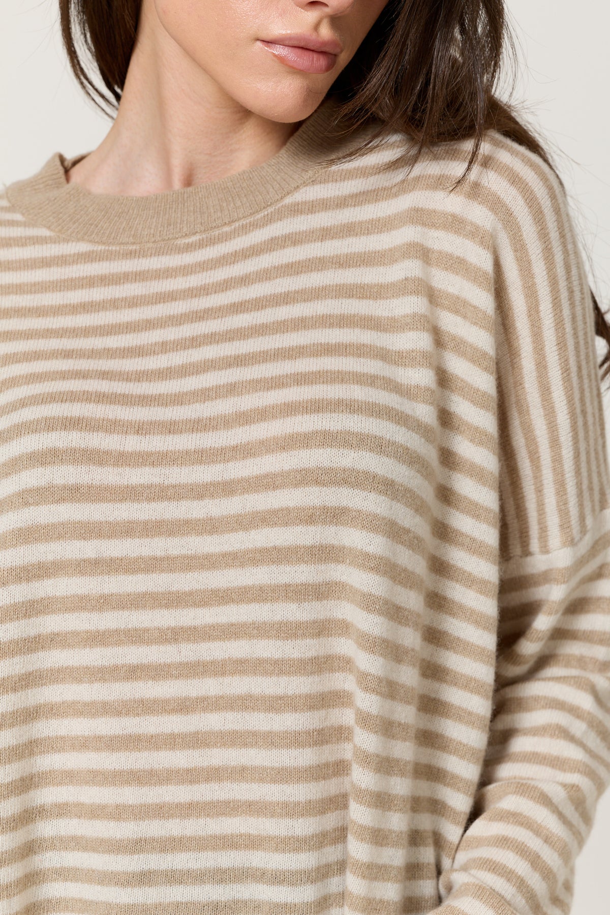 
                  
                    Beige Stripe Wool Cashmere Blend Jumper
                  
                