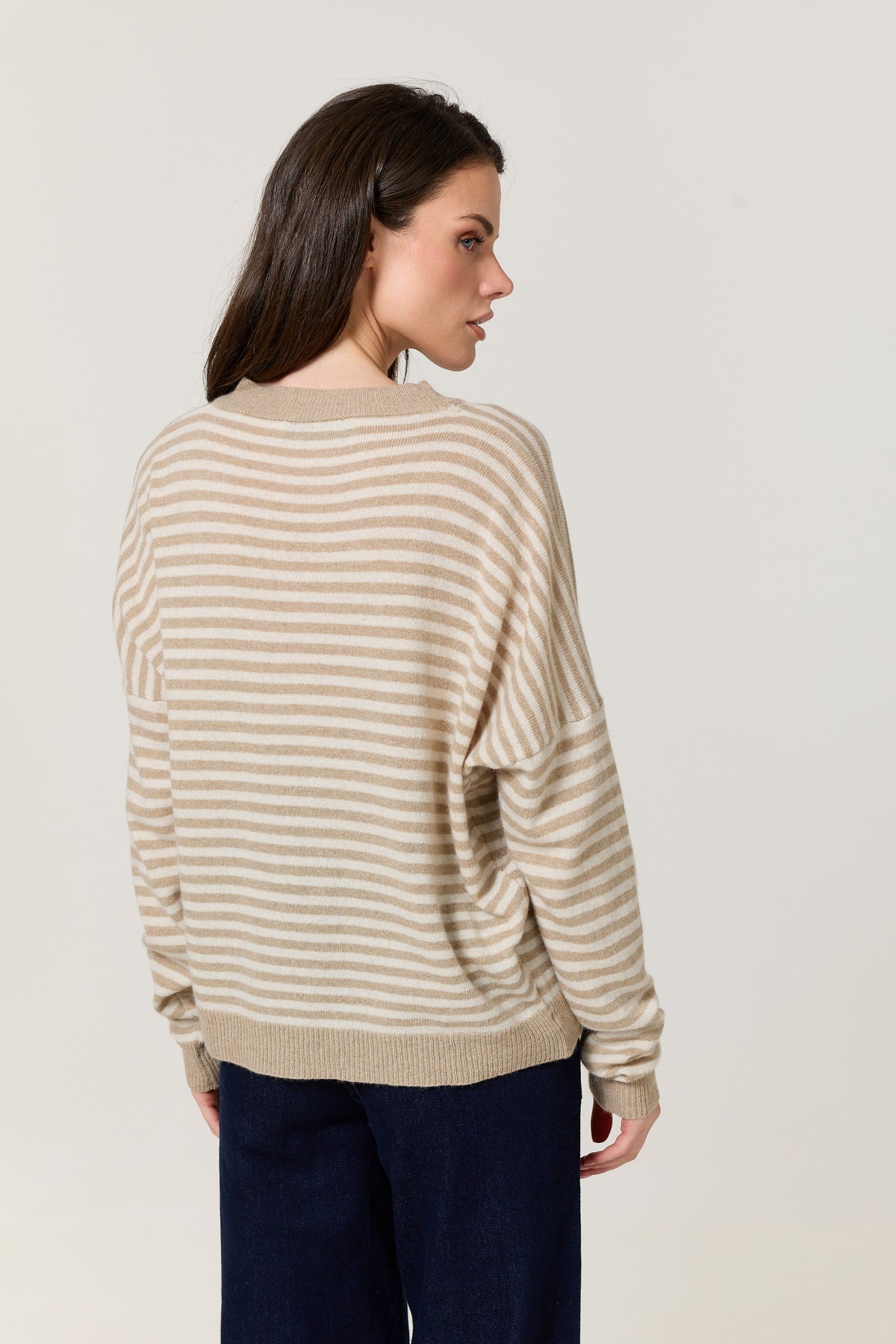
                  
                    Beige Stripe Wool Cashmere Blend Jumper
                  
                
