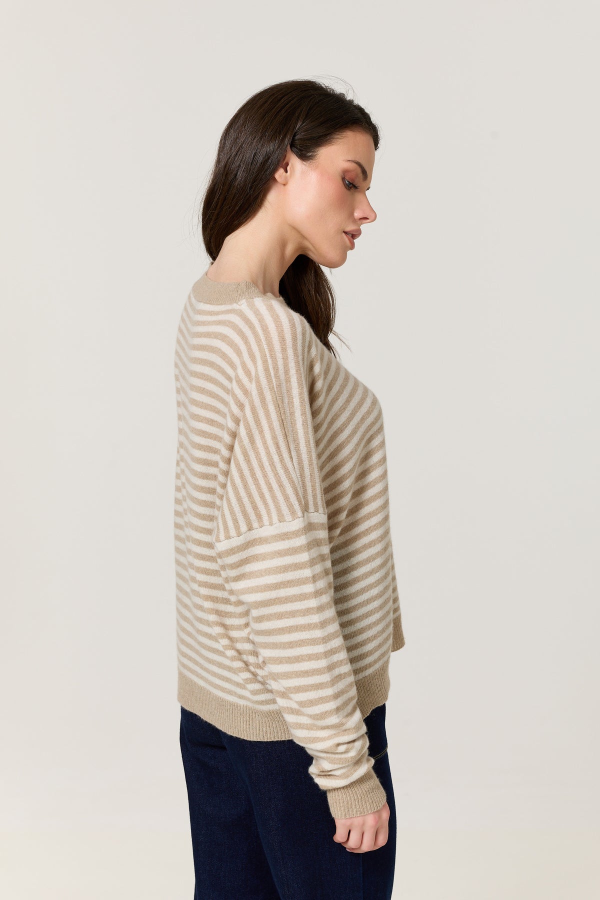 
                  
                    Beige Stripe Wool Cashmere Blend Jumper
                  
                