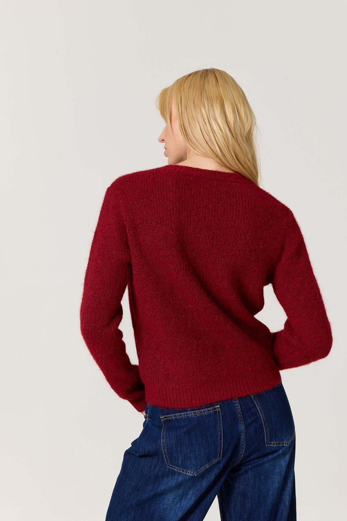 
                  
                    Burgundy Heart Button Wool Cardigan
                  
                