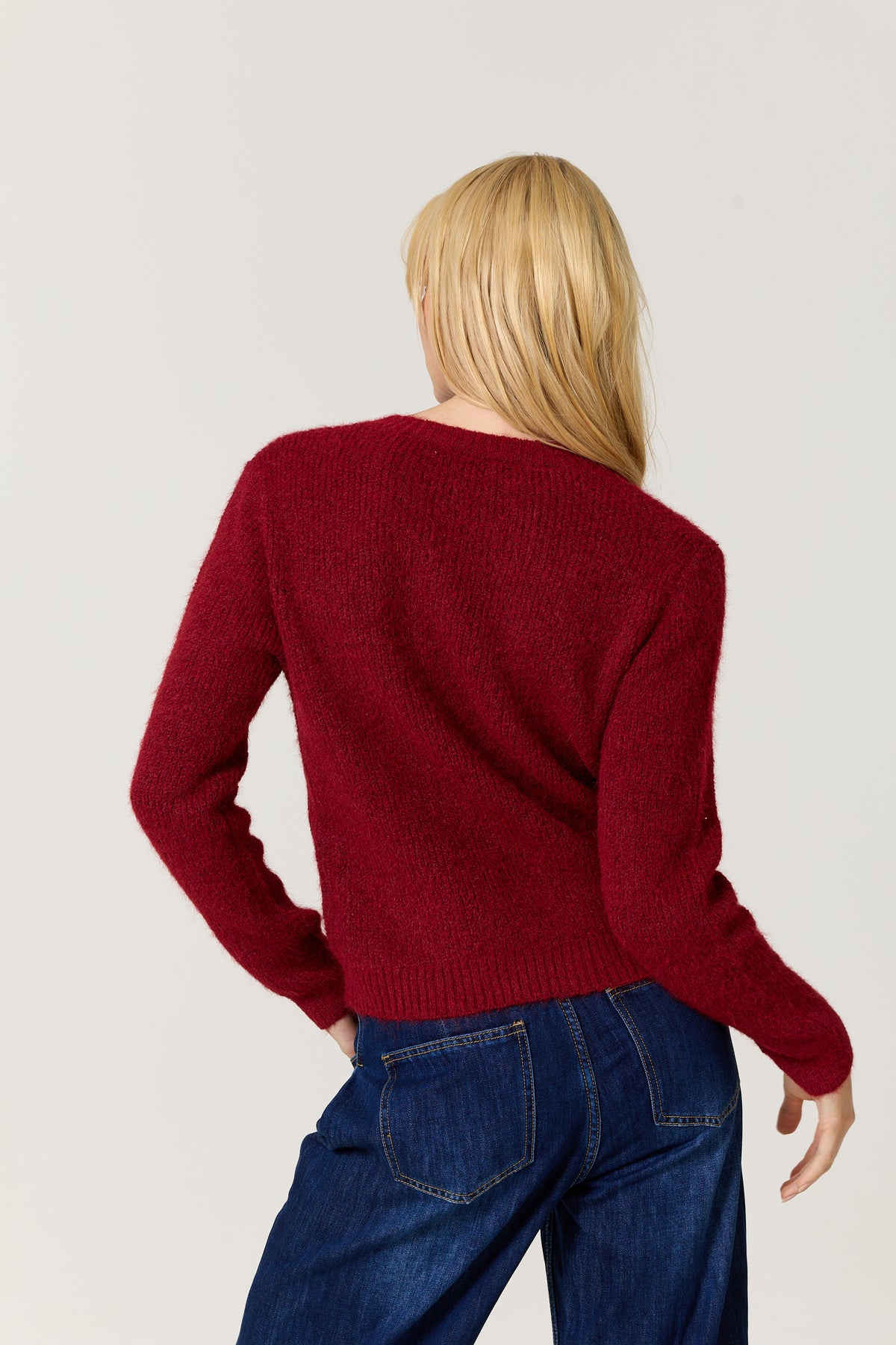 
                  
                    Burgundy Heart Button Wool Cardigan
                  
                