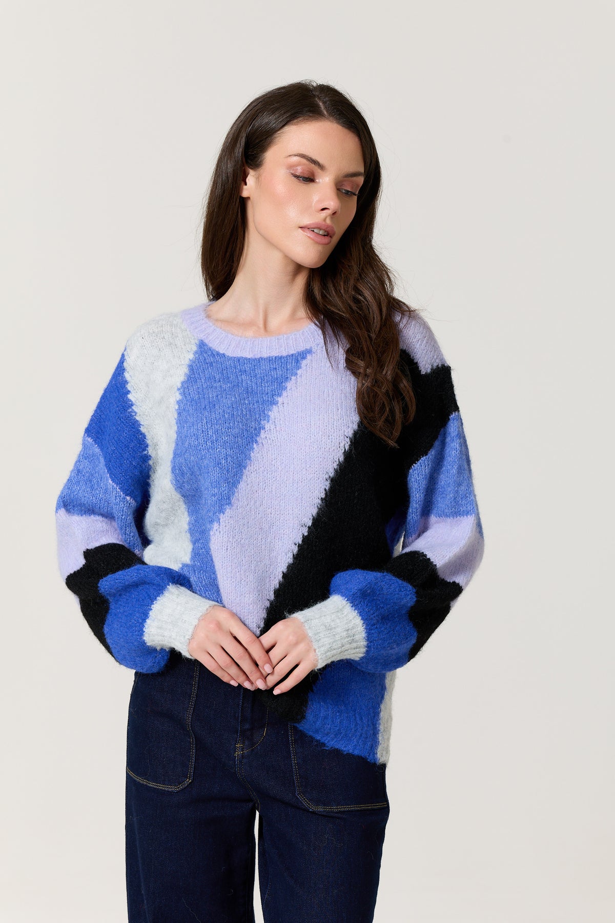 
                  
                    Blue Multi Abstract Wool Blend Jumper
                  
                