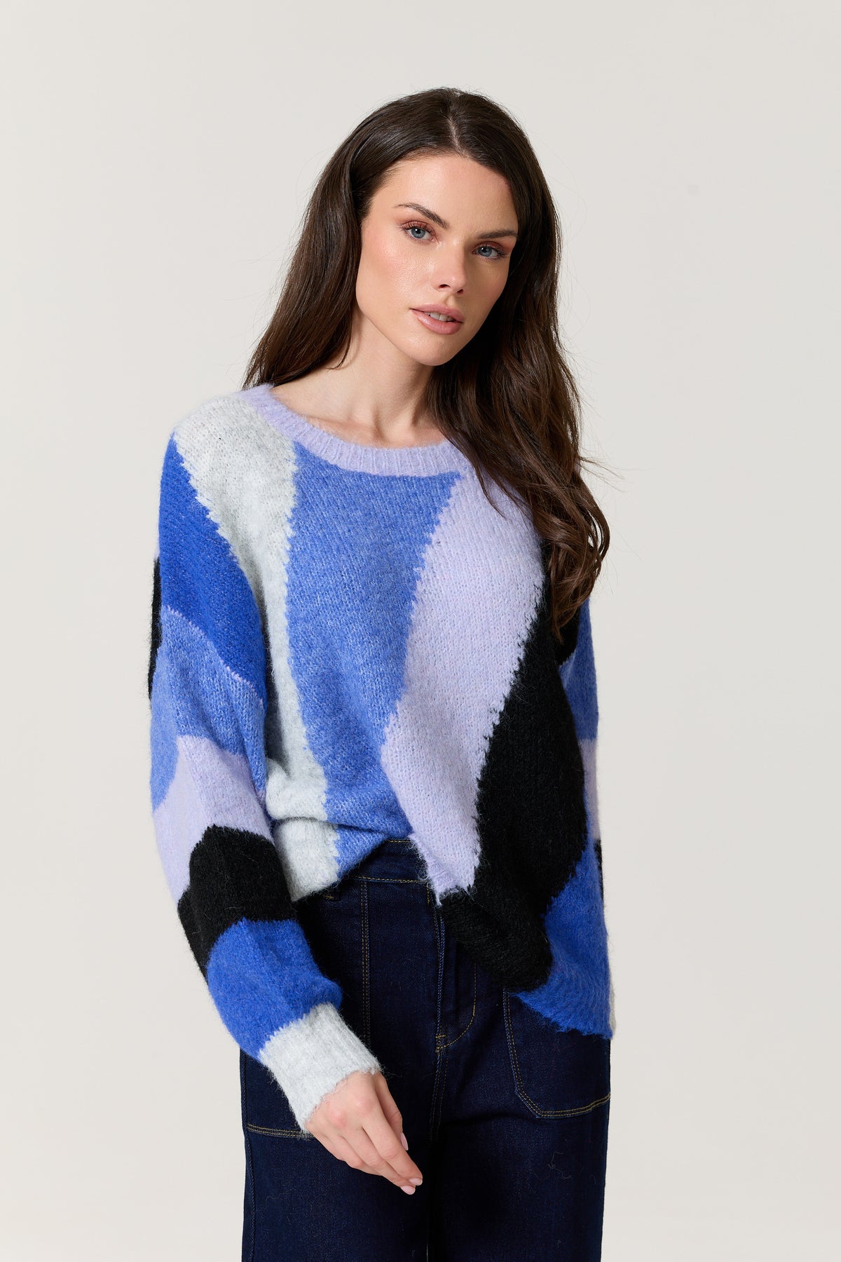 
                  
                    Blue Multi Abstract Wool Blend Jumper
                  
                