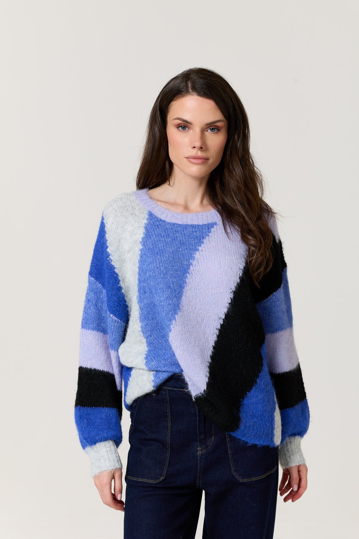 
                  
                    Blue Multi Abstract Wool Blend Jumper
                  
                