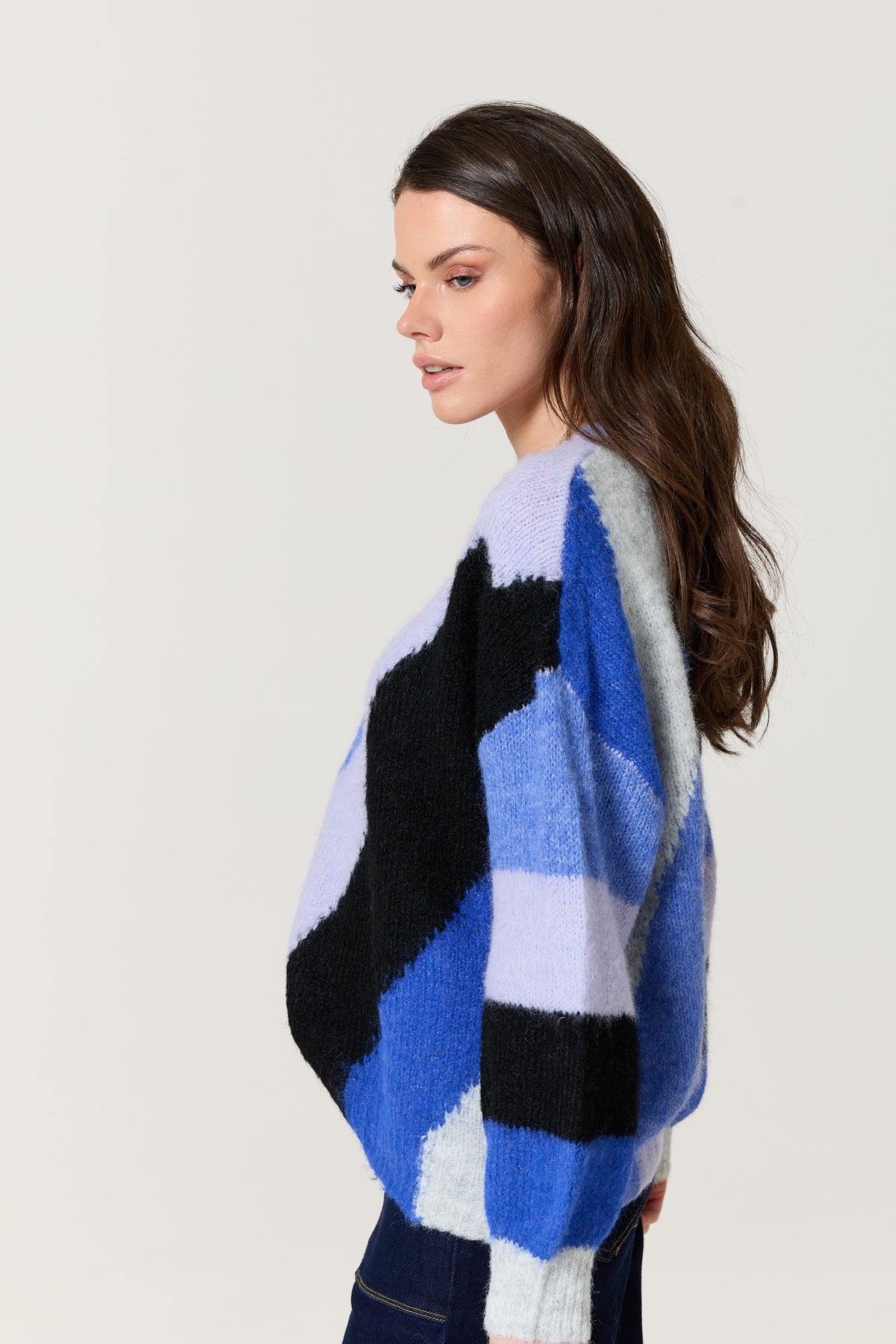 
                  
                    Blue Multi Abstract Wool Blend Jumper
                  
                