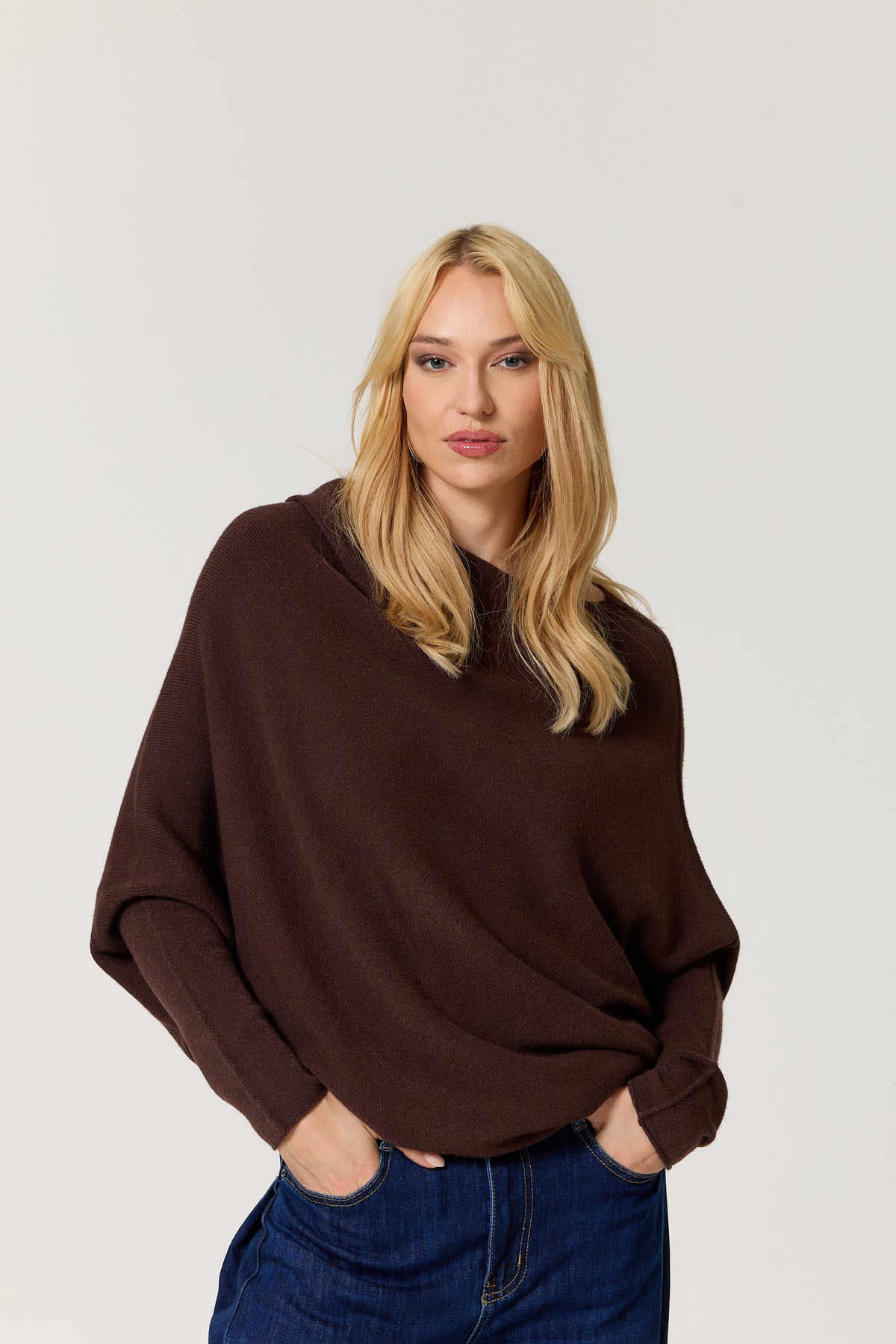 
                  
                    Brown Oversized Batwing Knit Jumper
                  
                