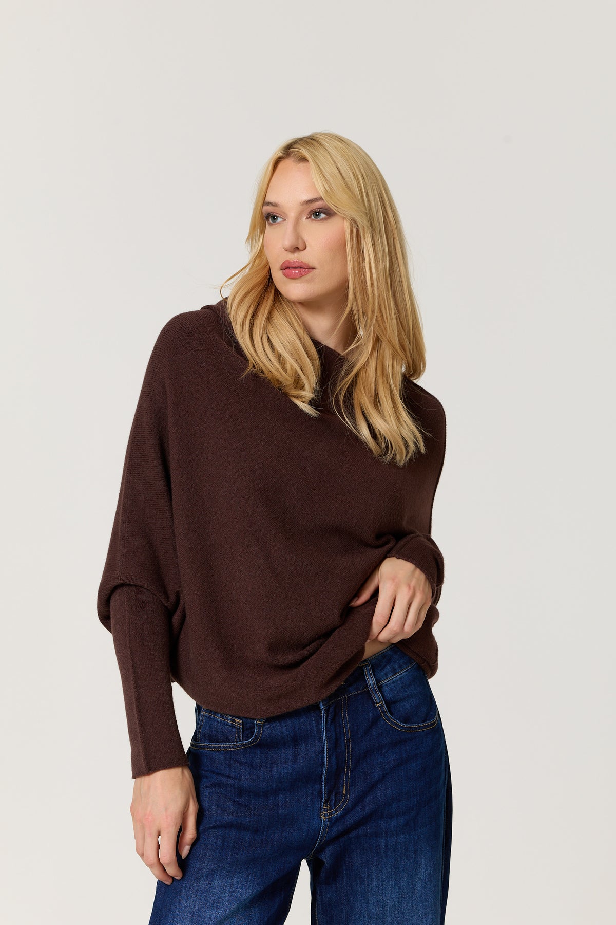 
                  
                    Brown Oversized Batwing Knit Jumper
                  
                