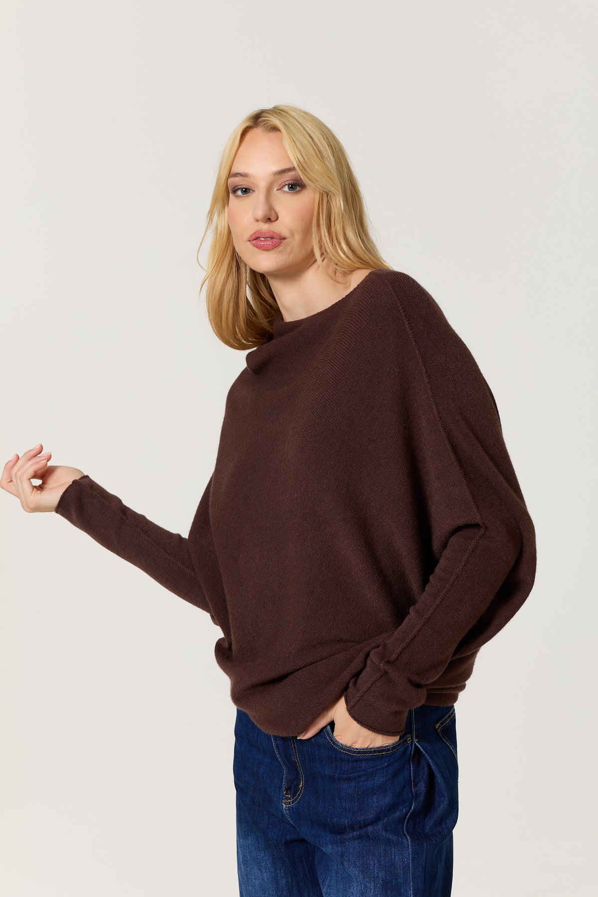 
                  
                    Brown Oversized Batwing Knit Jumper
                  
                