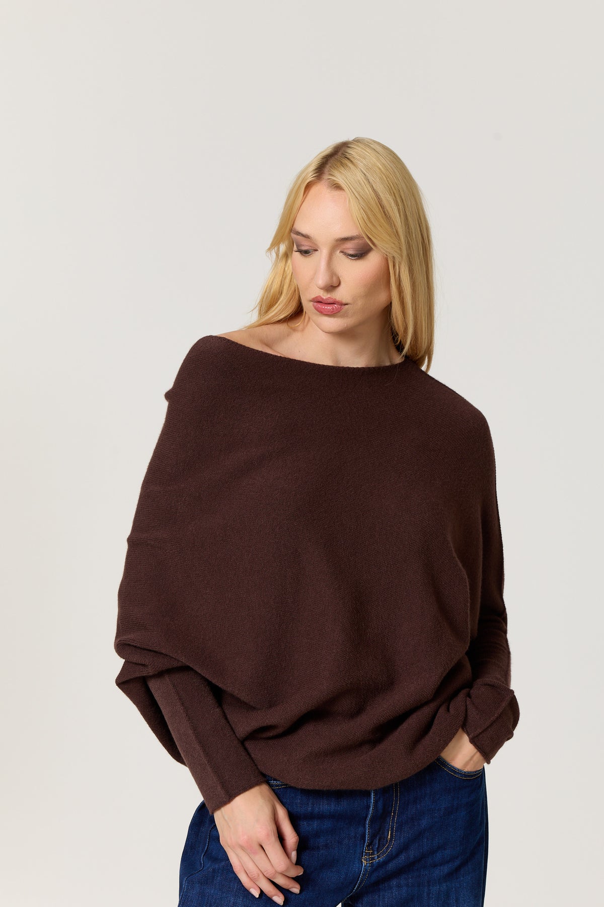 
                  
                    Brown Oversized Batwing Knit Jumper
                  
                