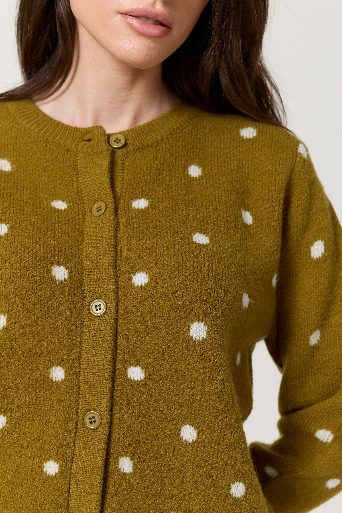 
                  
                    Olive Polka Dot Knitted Cardigan
                  
                