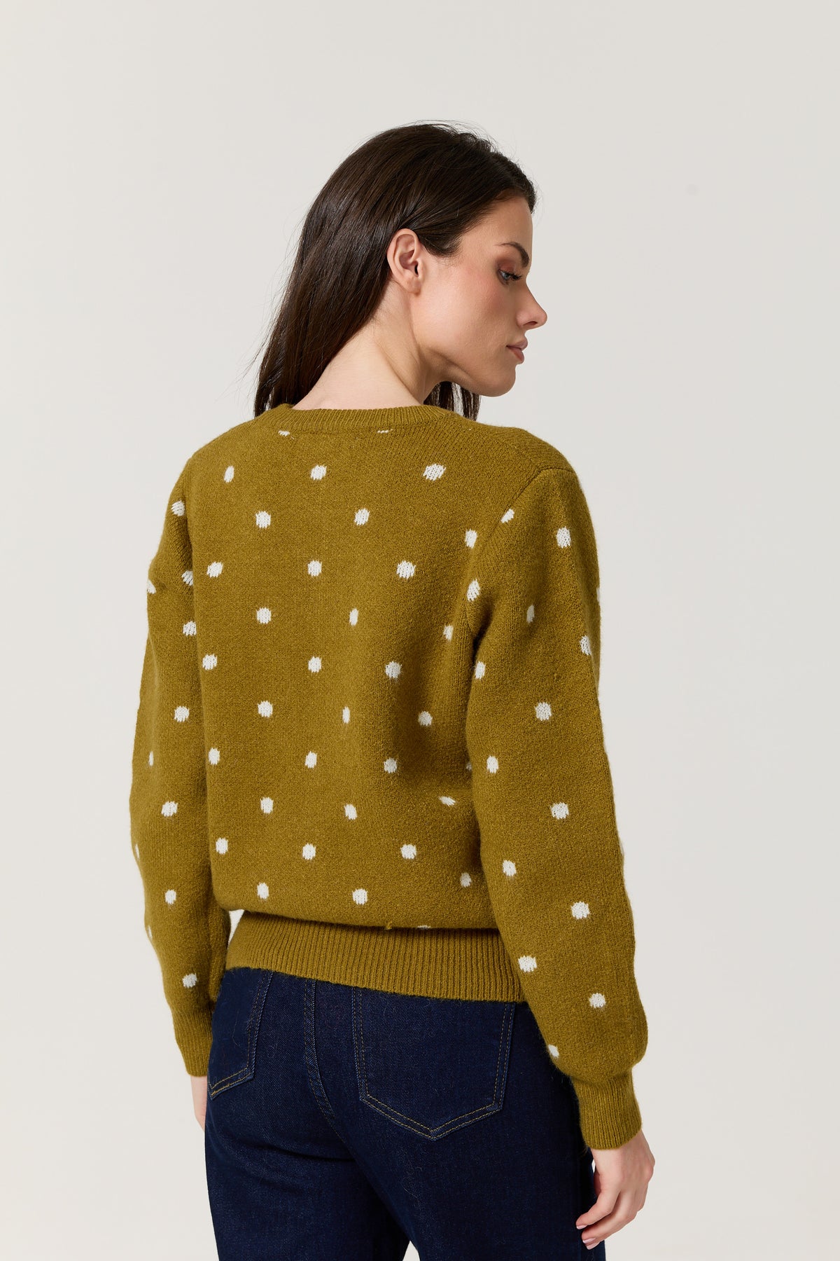 
                  
                    Olive Polka Dot Knitted Cardigan
                  
                