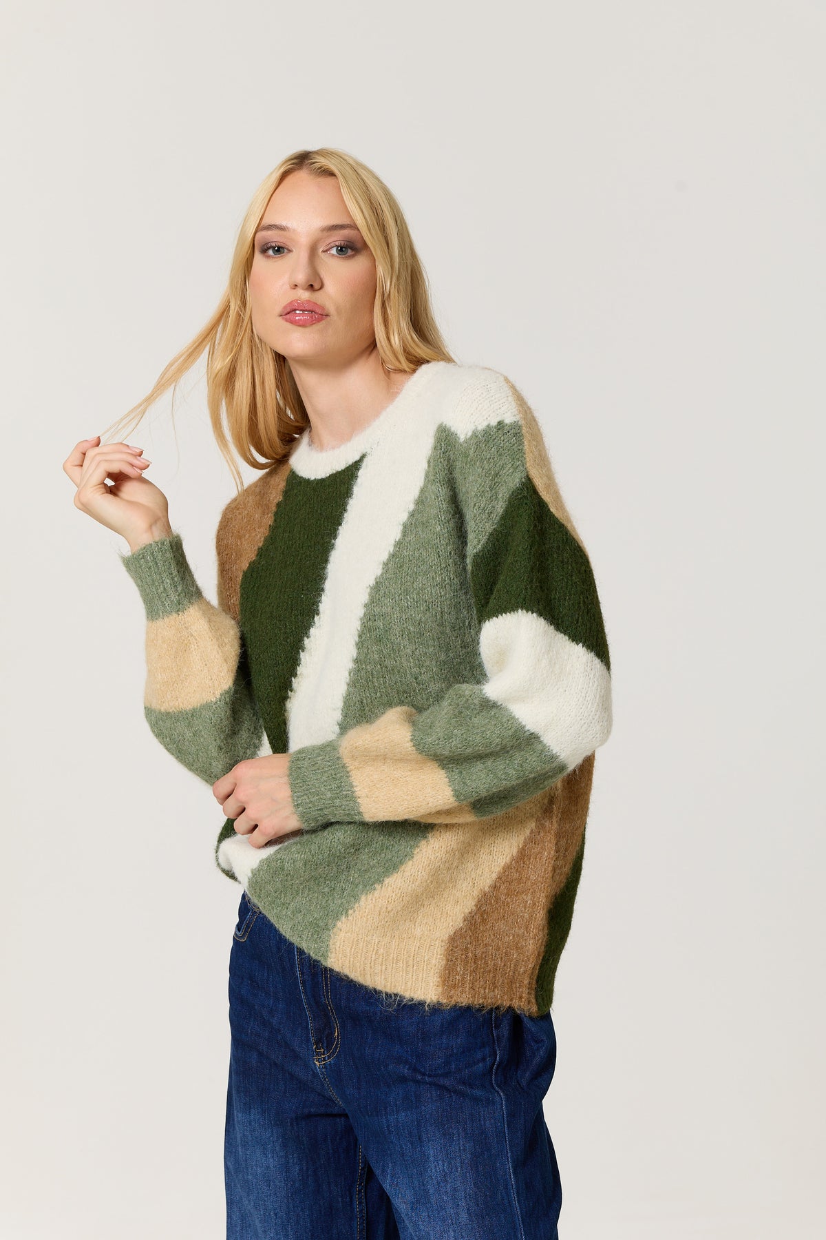 
                  
                    Green Multi Abstract Wool Blend Jumper
                  
                
