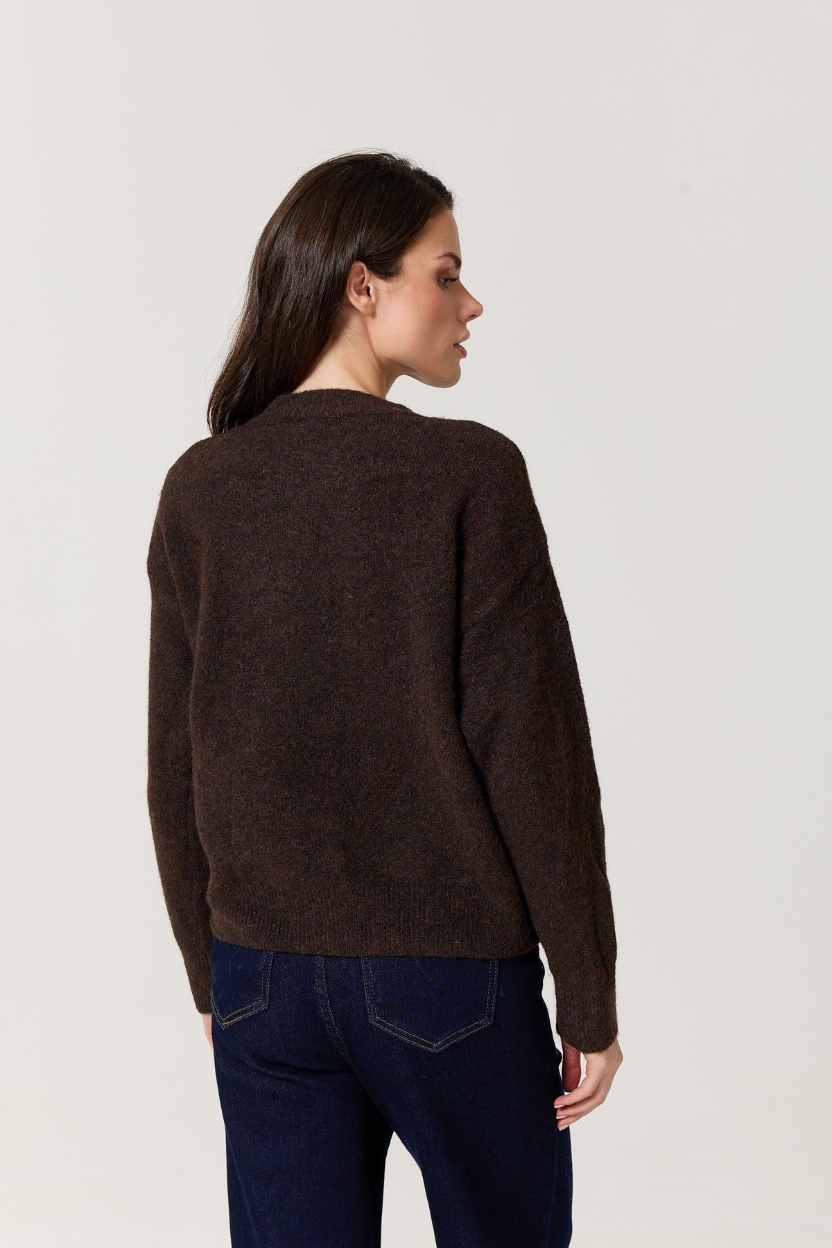 
                  
                    Brown Jewel Button Wool Blend Cardigan
                  
                