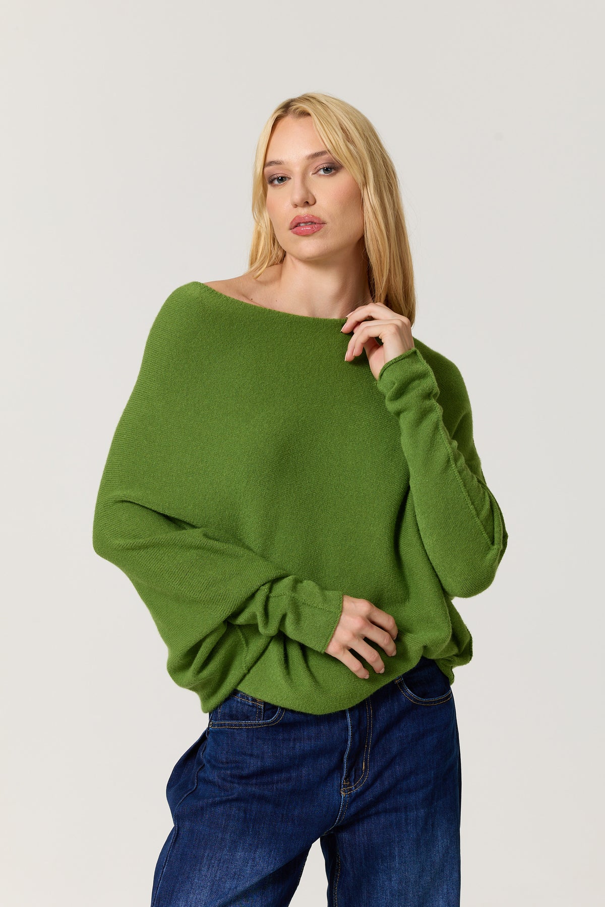 
                  
                    Green Oversized Batwing Knit Jumper
                  
                