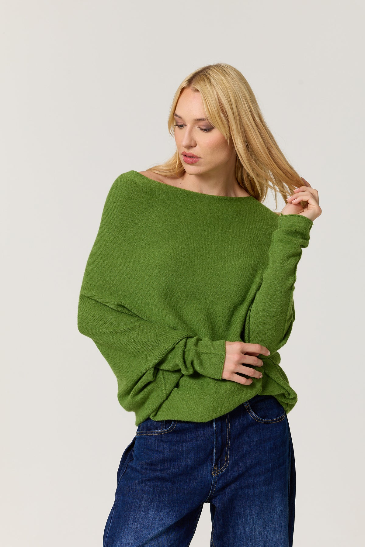 
                  
                    Green Oversized Batwing Knit Jumper
                  
                