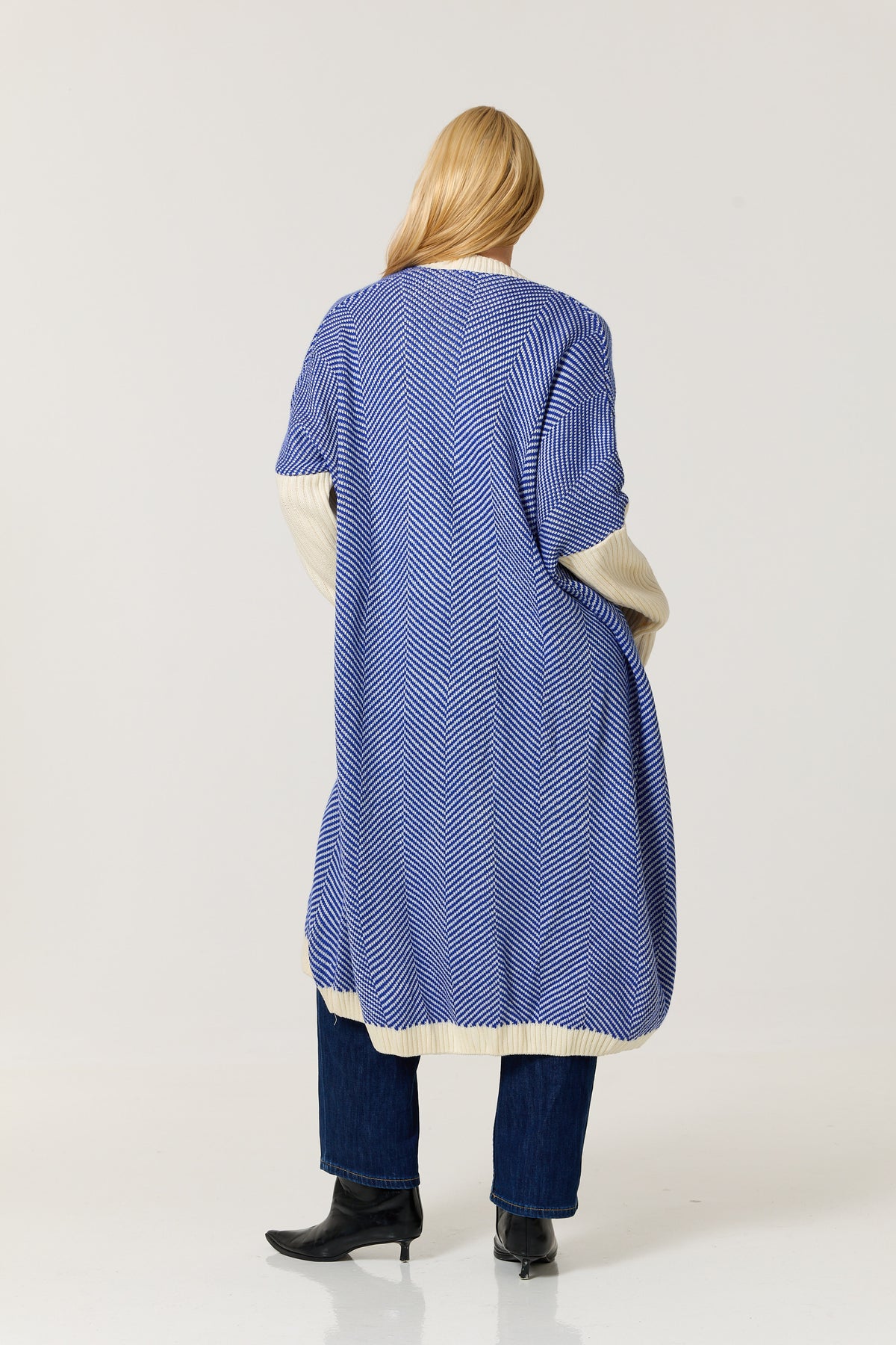 
                  
                    Blue Herringbone Longline Cardigan
                  
                