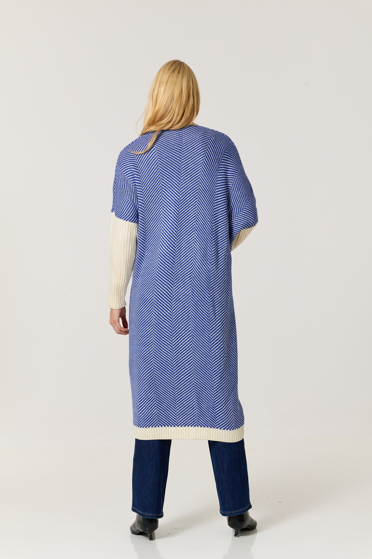 
                  
                    Blue Herringbone Longline Cardigan
                  
                