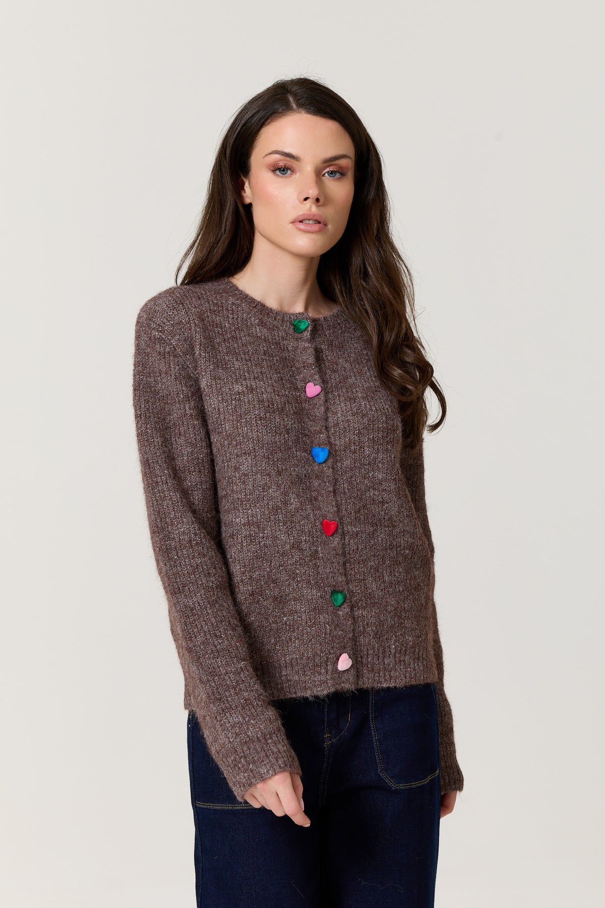 
                  
                    Brown Heart Button Wool Blend Cardigan
                  
                
