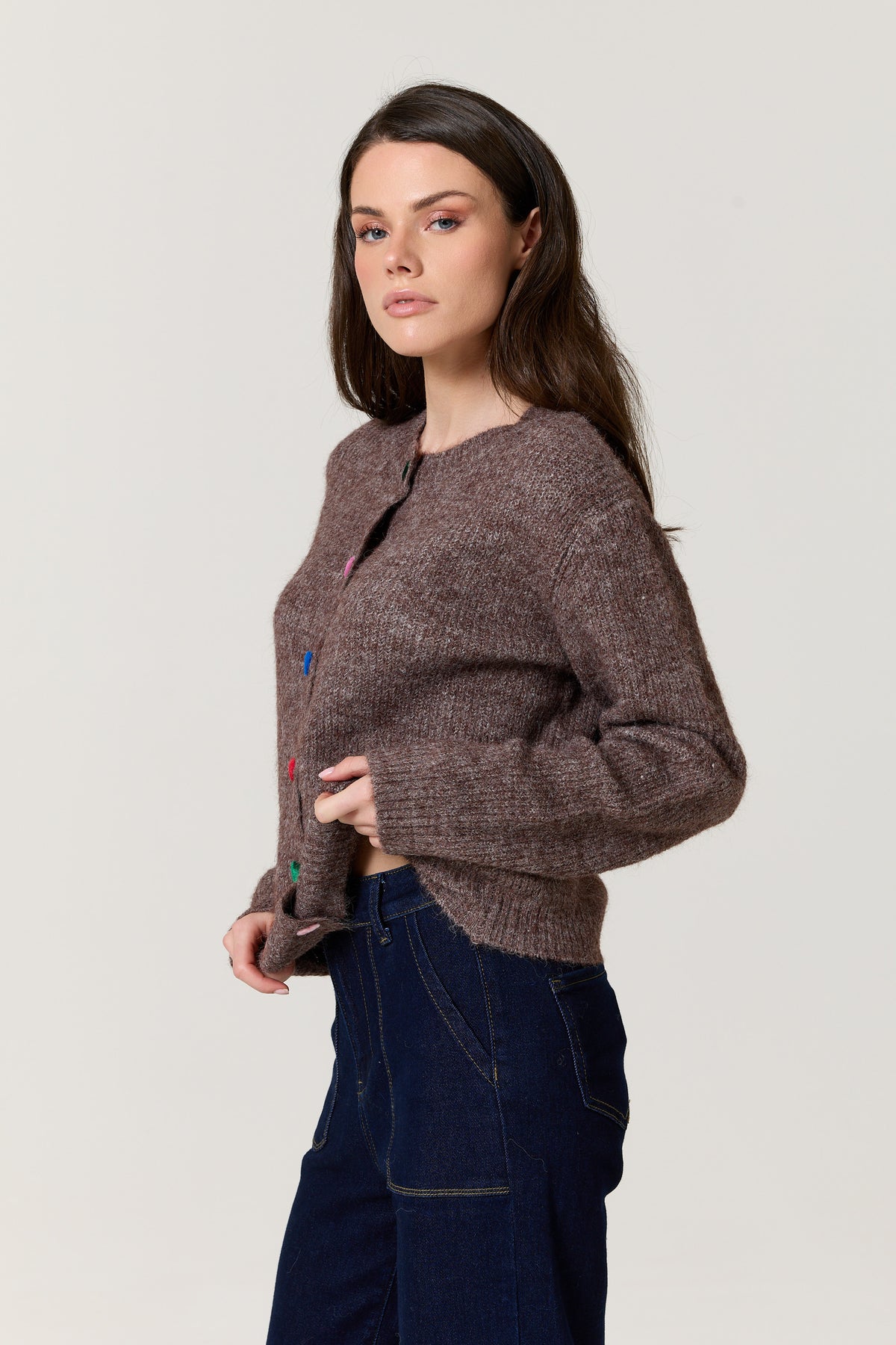 
                  
                    Brown Heart Button Wool Blend Cardigan
                  
                