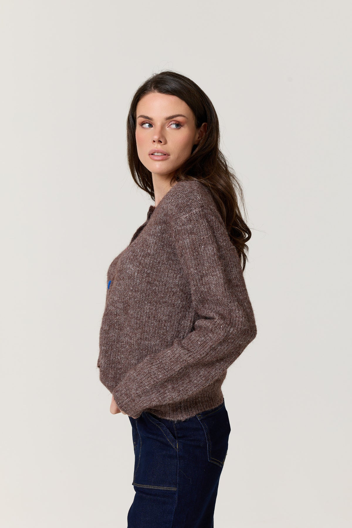 
                  
                    Brown Heart Button Wool Blend Cardigan
                  
                