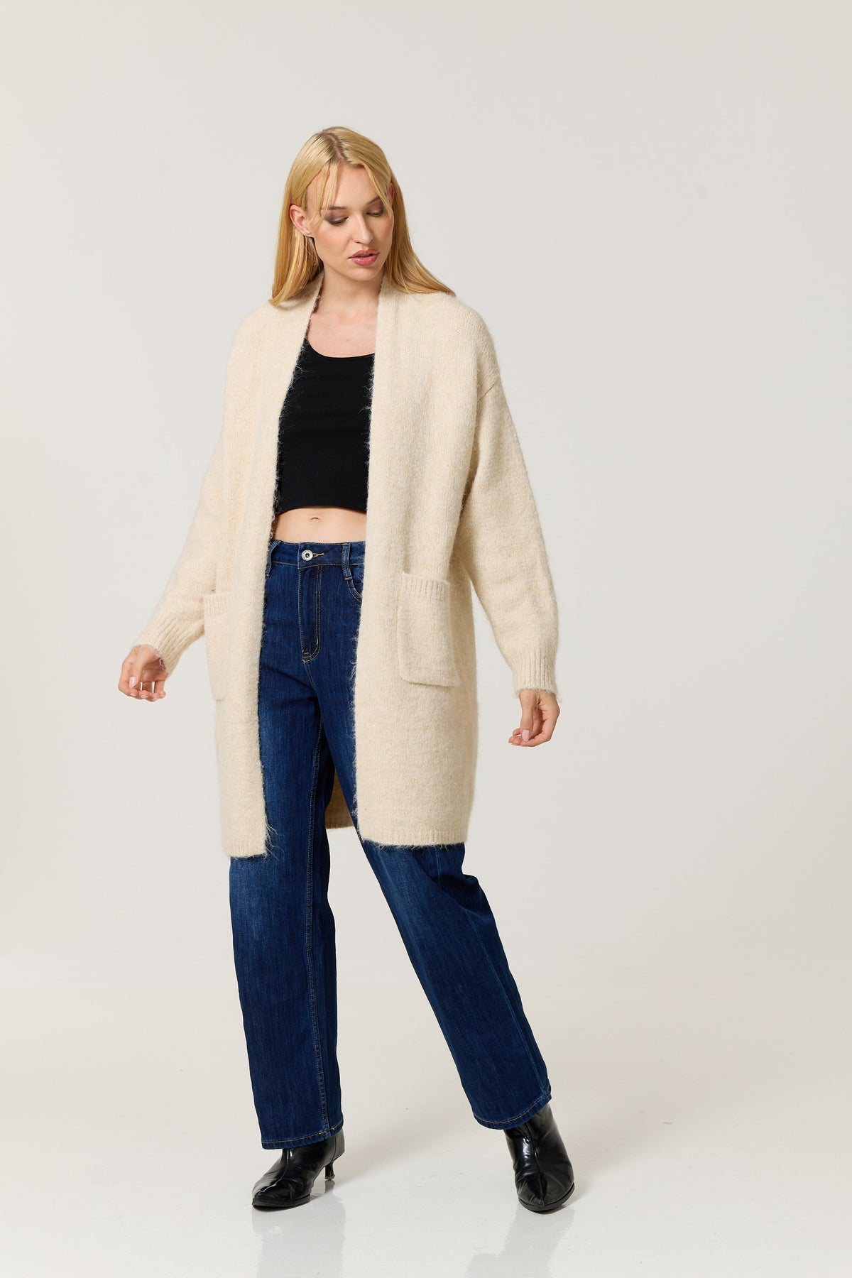 
                  
                    Cream Shimmer Longline Knitted Cardigan
                  
                