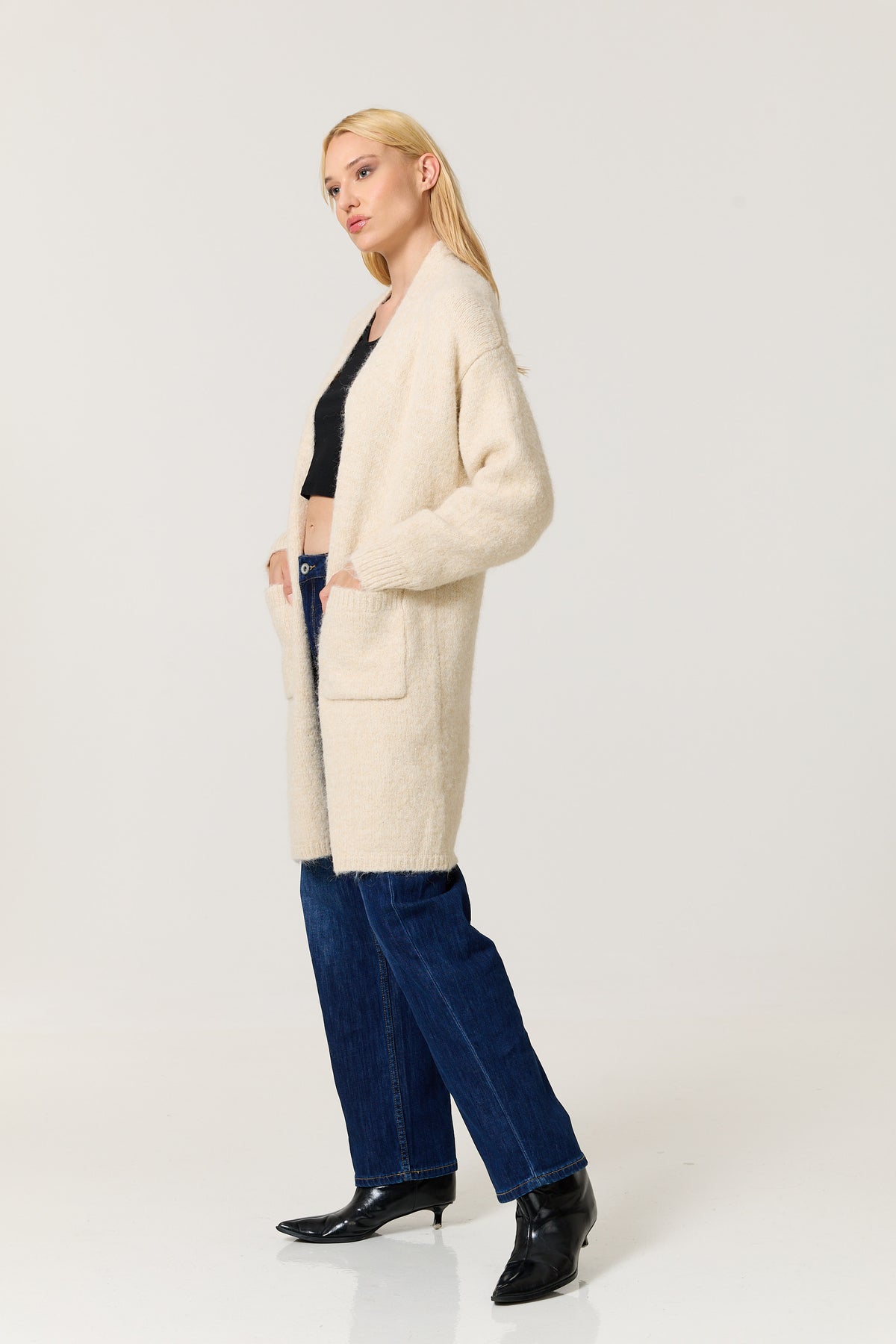 
                  
                    Cream Shimmer Longline Knitted Cardigan
                  
                