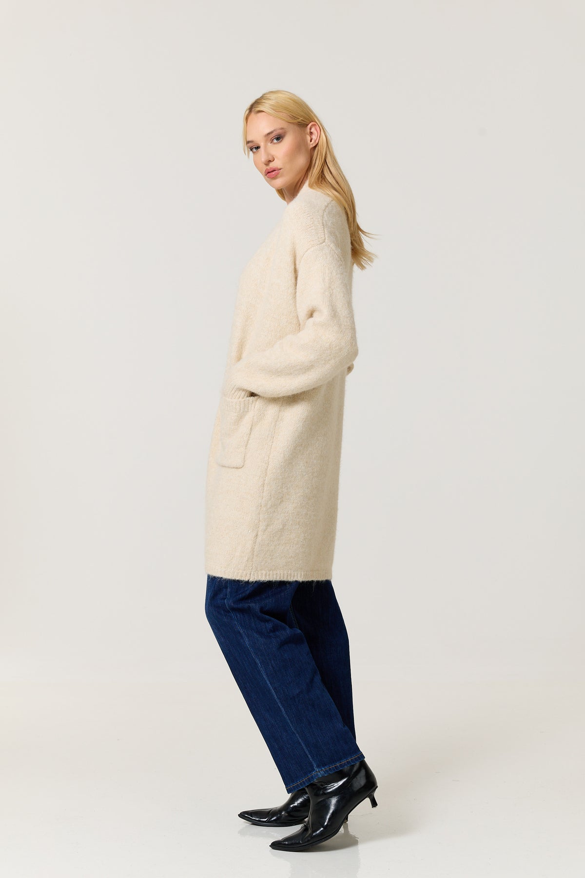 
                  
                    Cream Shimmer Longline Knitted Cardigan
                  
                