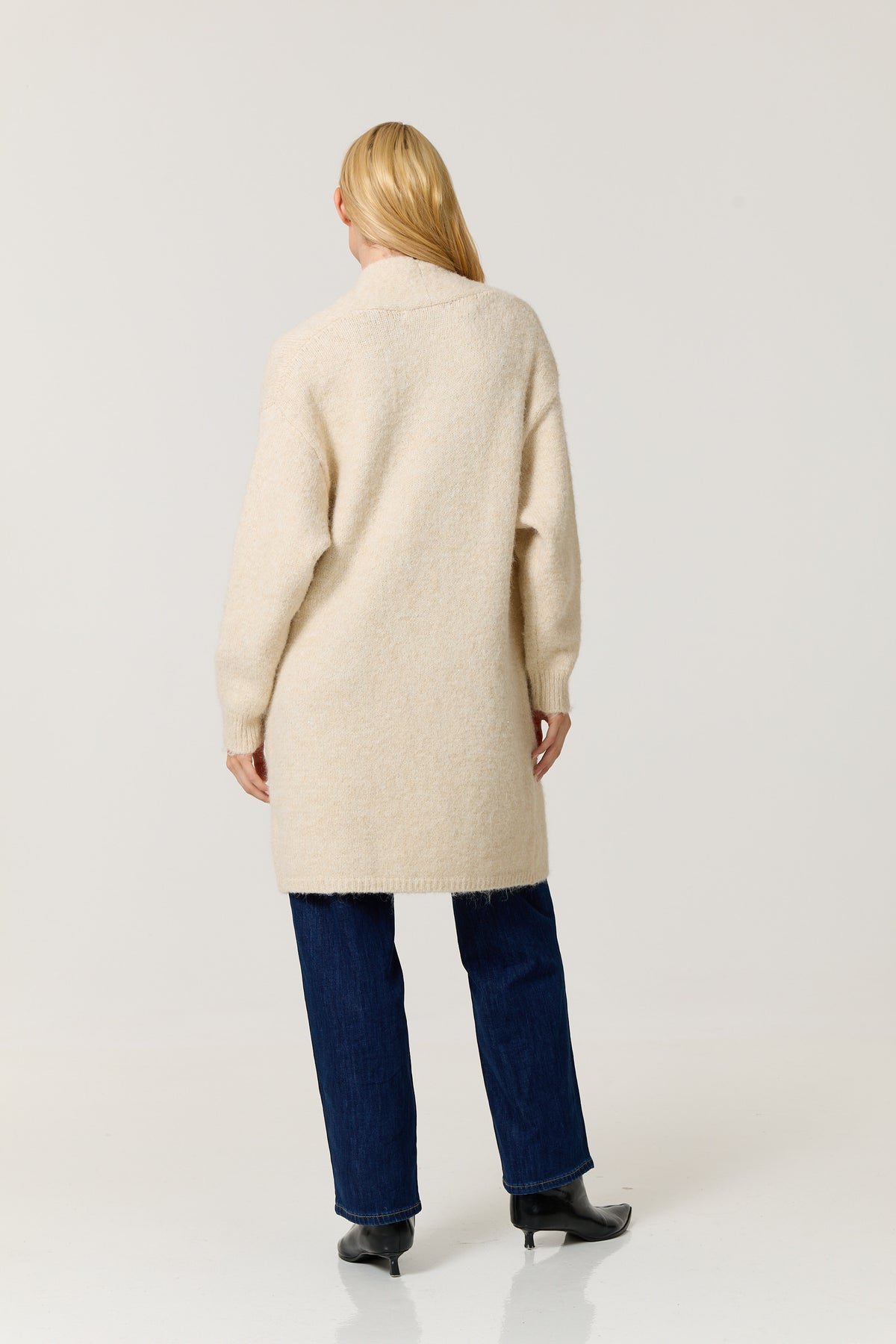 
                  
                    Cream Shimmer Longline Knitted Cardigan
                  
                