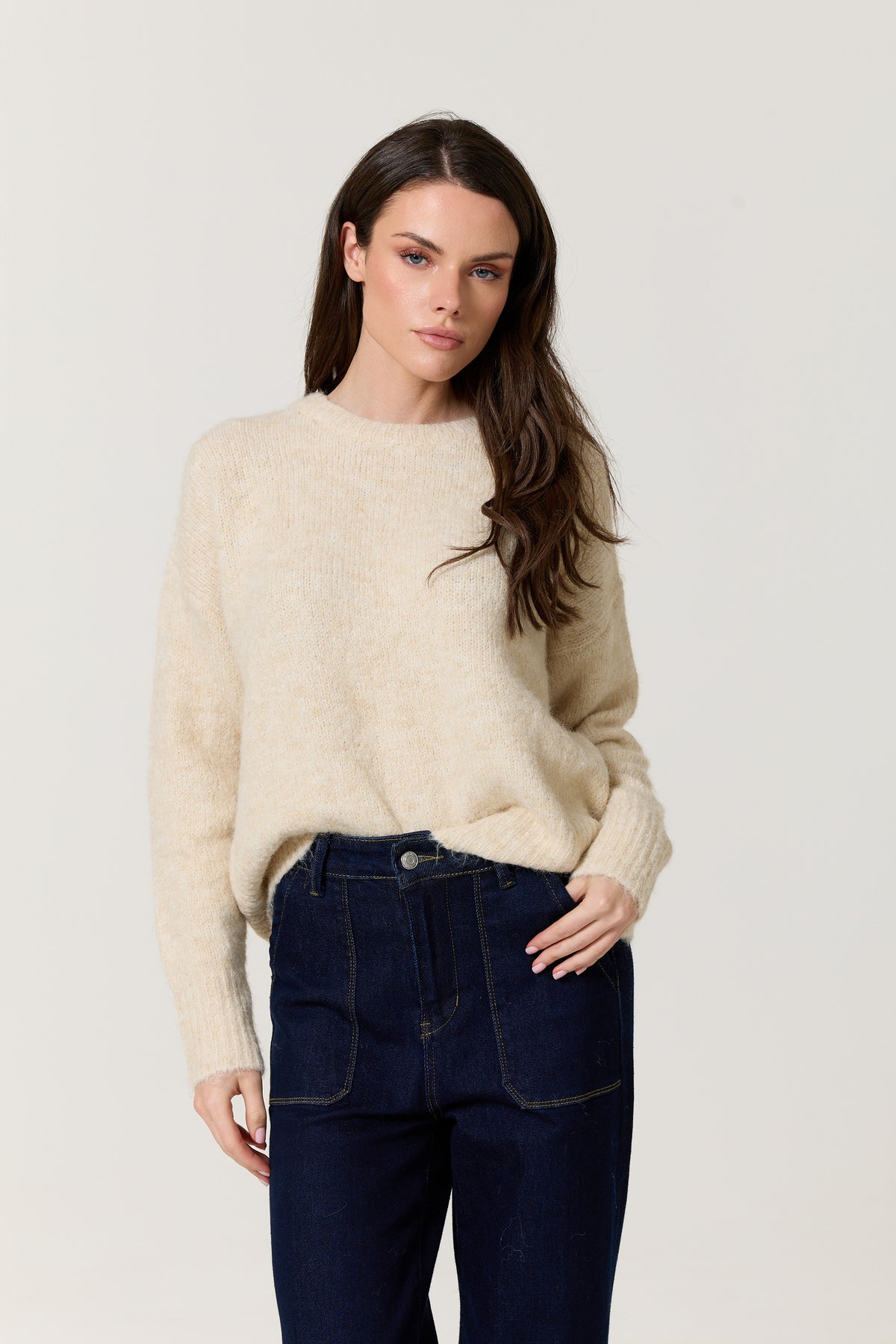 
                  
                    Cream Wool Blend Relaxed Knit Jumper
                  
                
