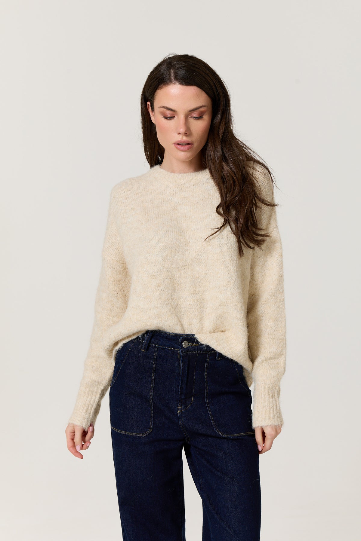 
                  
                    Cream Wool Blend Relaxed Knit Jumper
                  
                