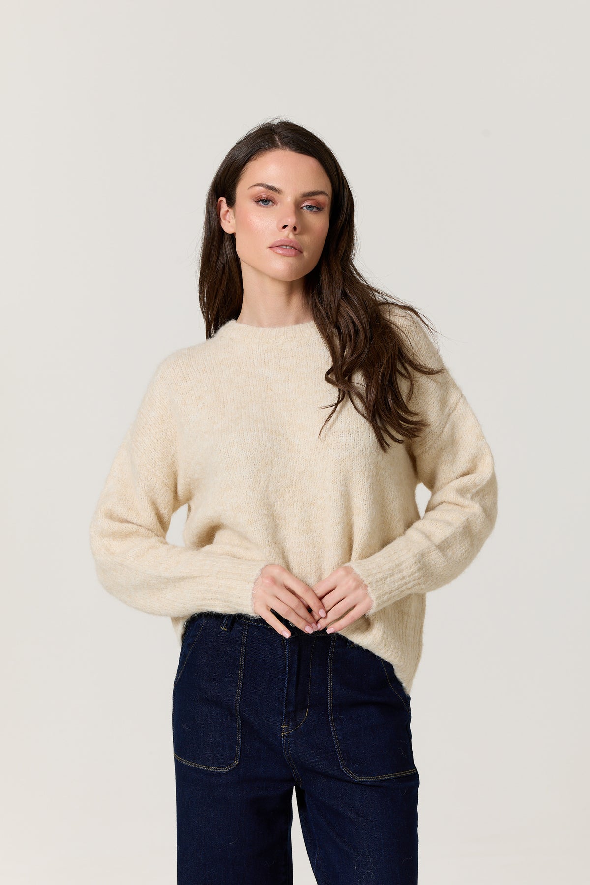 
                  
                    Cream Wool Blend Relaxed Knit Jumper
                  
                