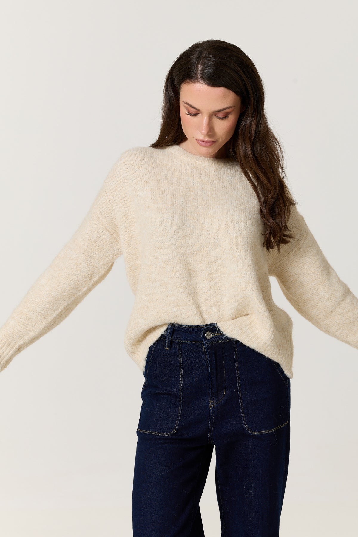 
                  
                    Cream Wool Blend Relaxed Knit Jumper
                  
                