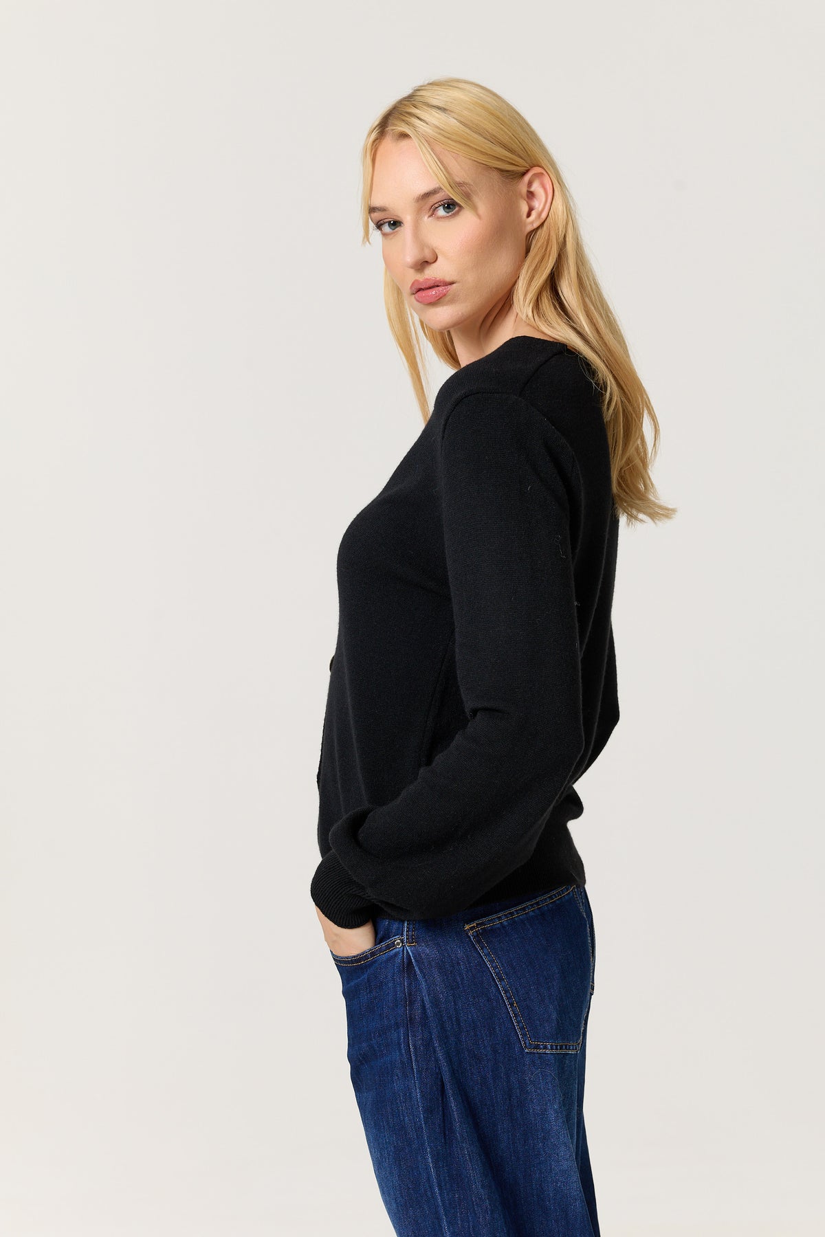 
                  
                    Black V-Neck Button Front Cardigan
                  
                