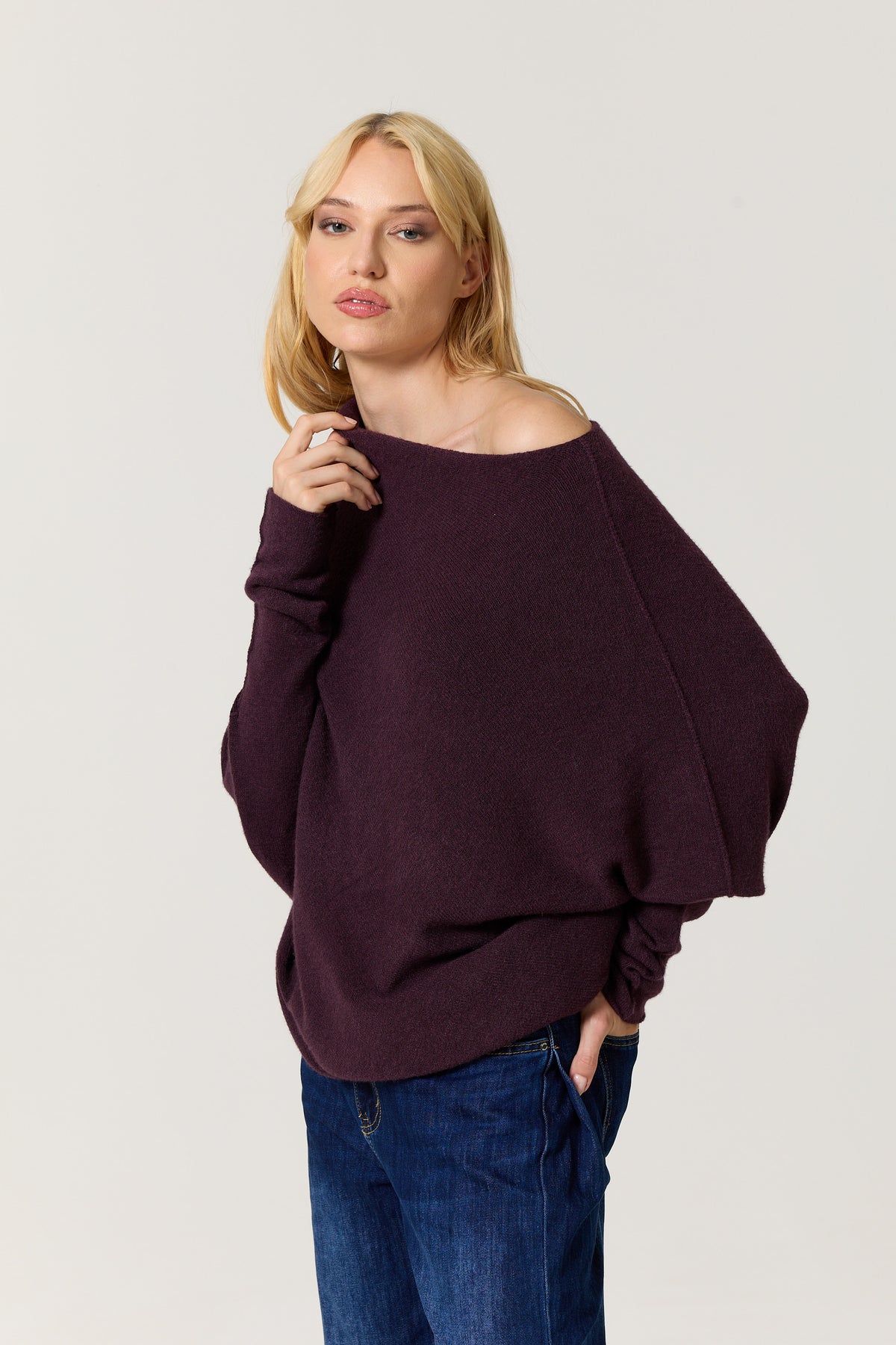
                  
                    Purple Oversized Batwing Knit Jumper
                  
                