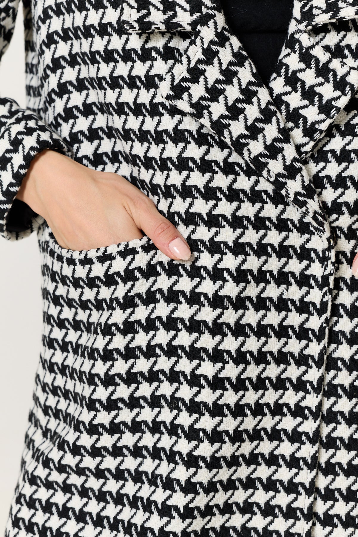 
                  
                    Houndstooth Wool Blend Long Coat
                  
                