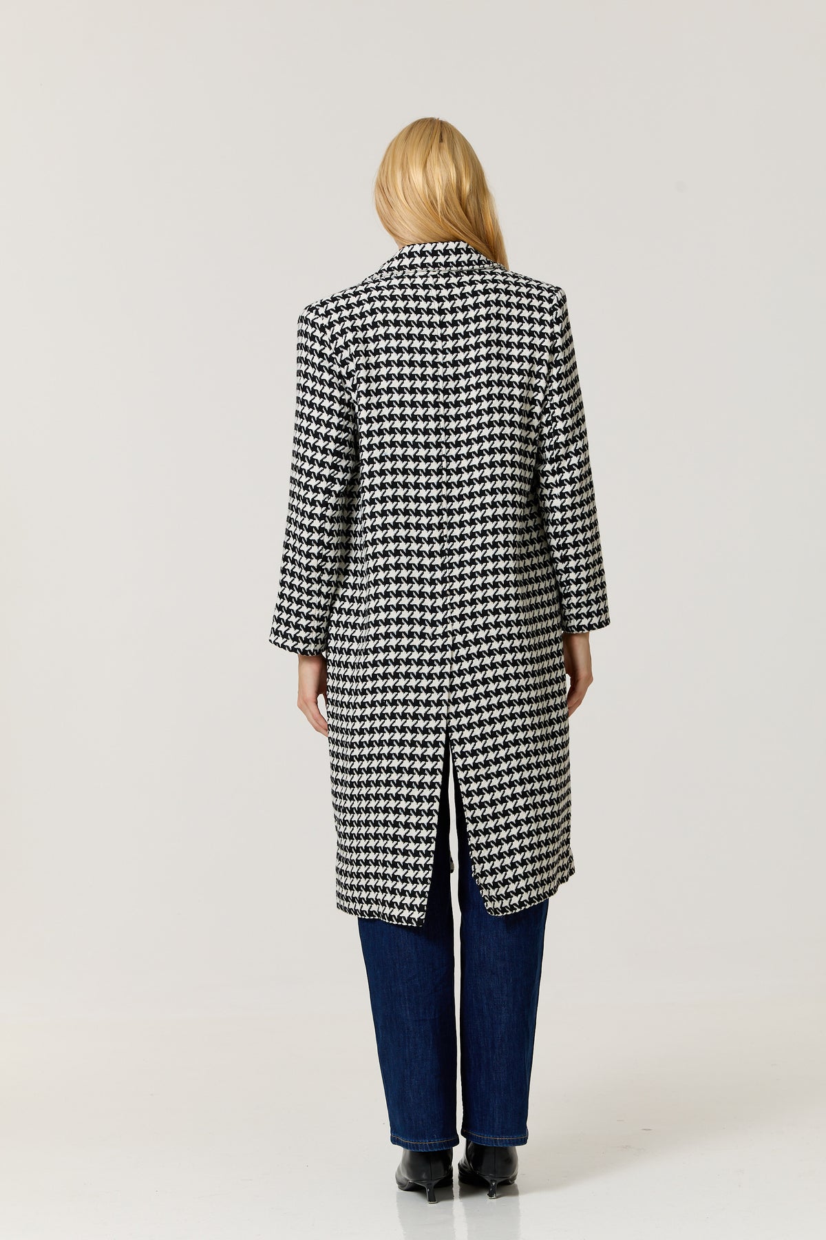 
                  
                    Houndstooth Wool Blend Long Coat
                  
                